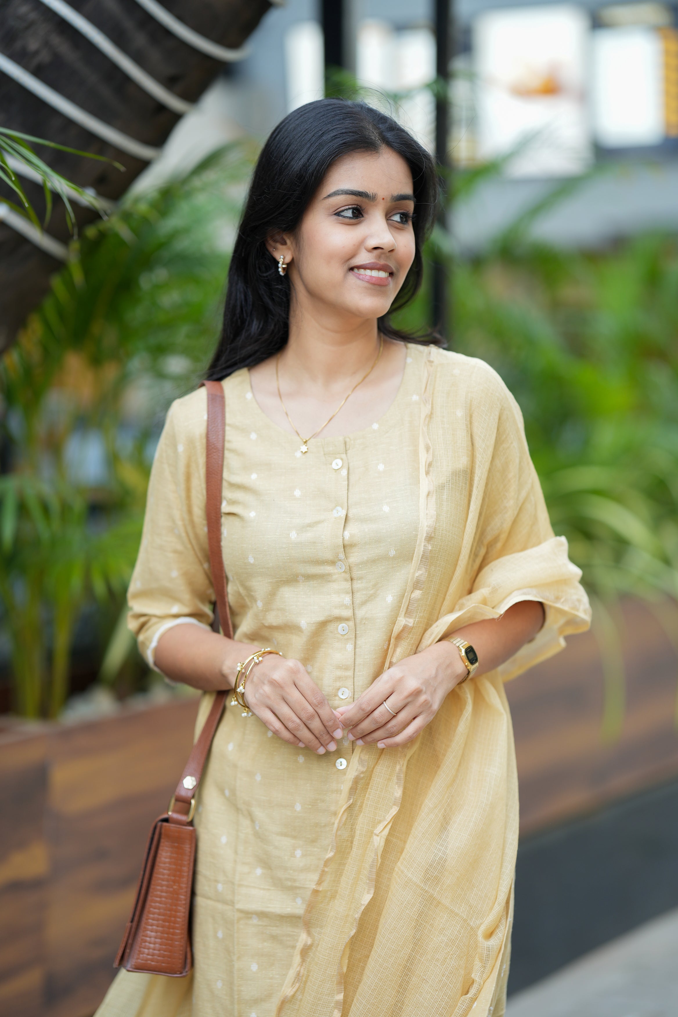 Vanilla (Beige) - Handloom Cotton Kurta set with dupatta in Buttercream Beige
