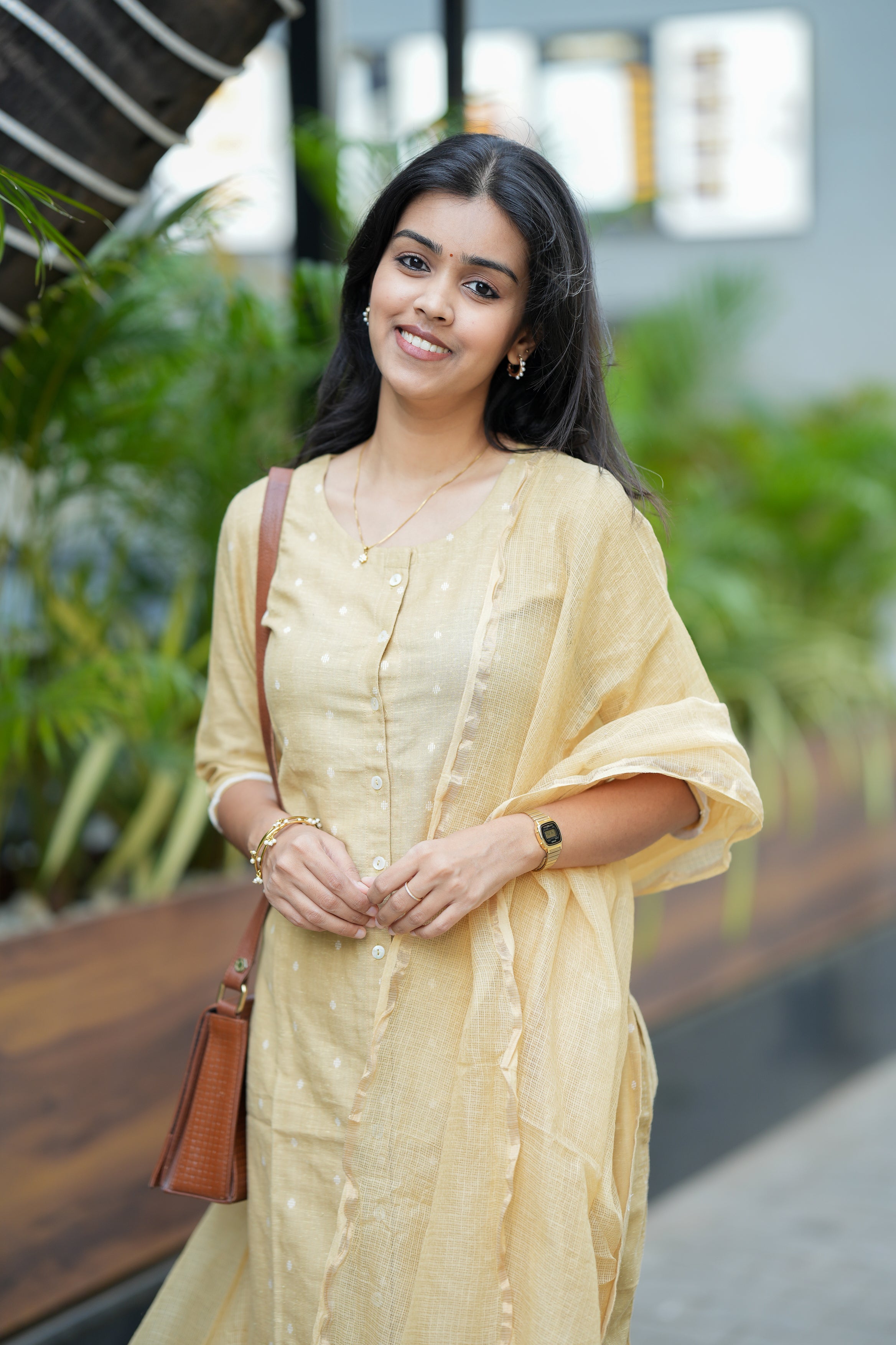 Vanilla (Beige) - Handloom Cotton Kurta set with dupatta in Buttercream Beige