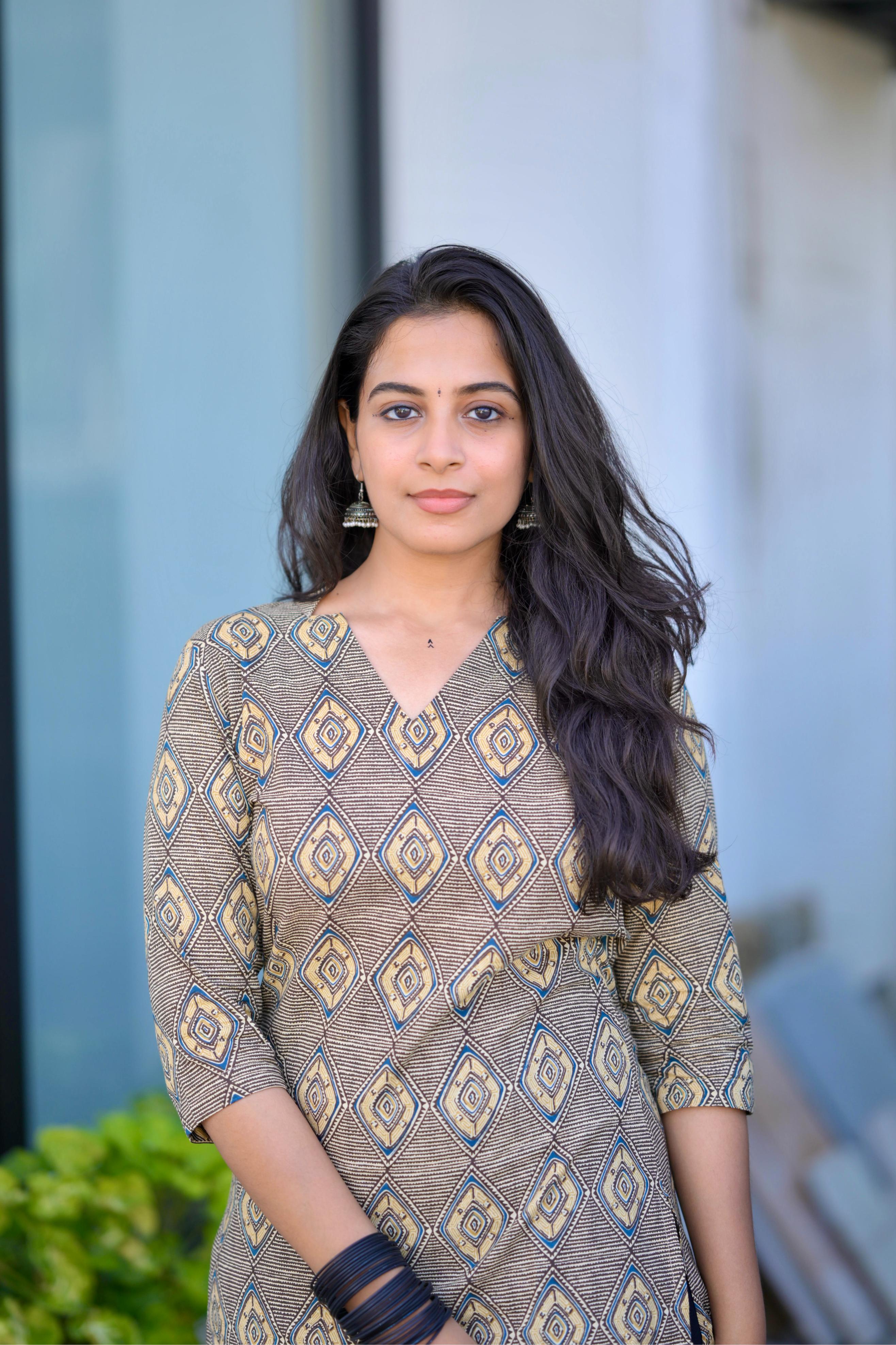 Kurti 96 -   ajrakh hand block printed cotton kurta in green & yellow