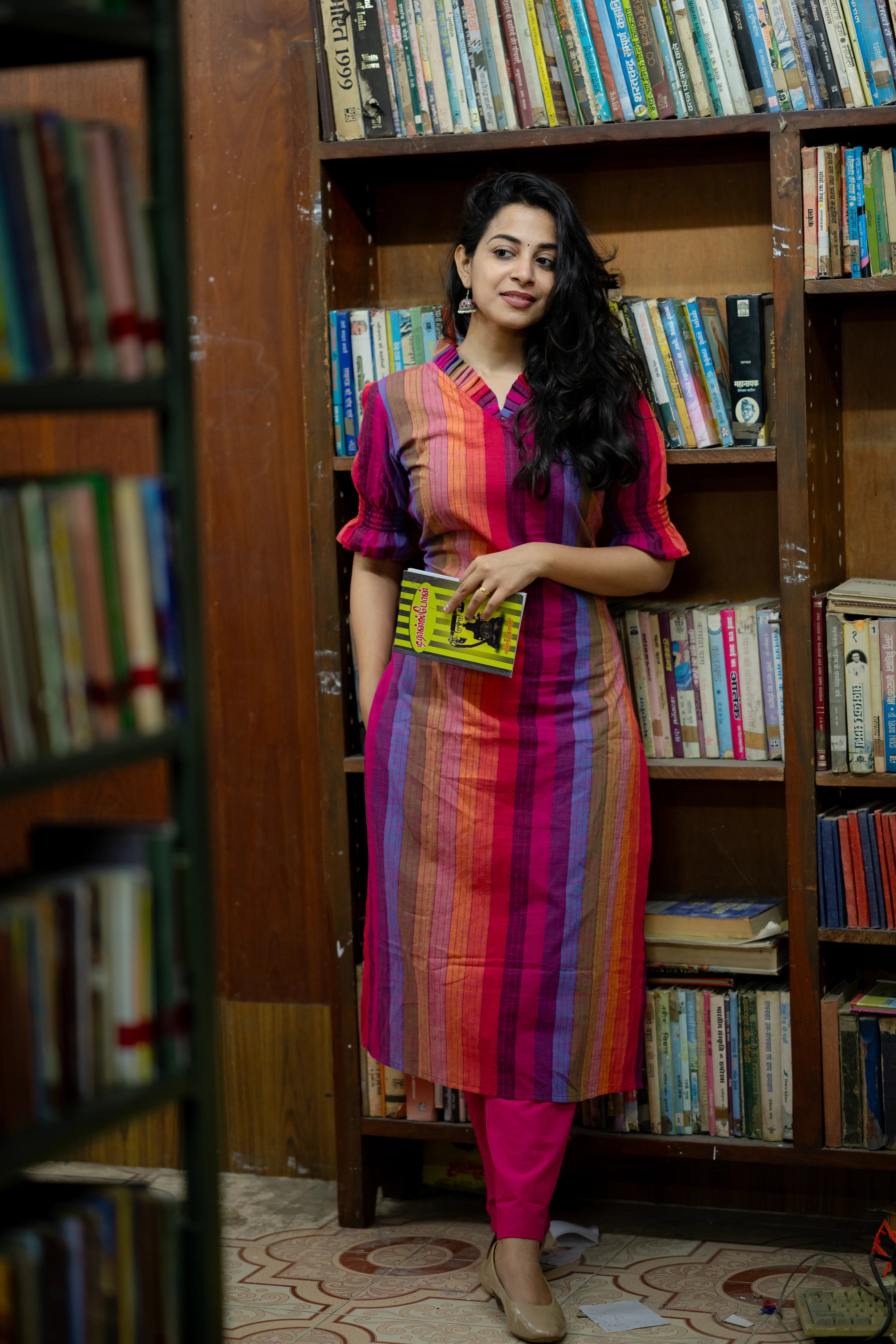 Mrunal - multicolour handwoven striped handloom cotton kurta set