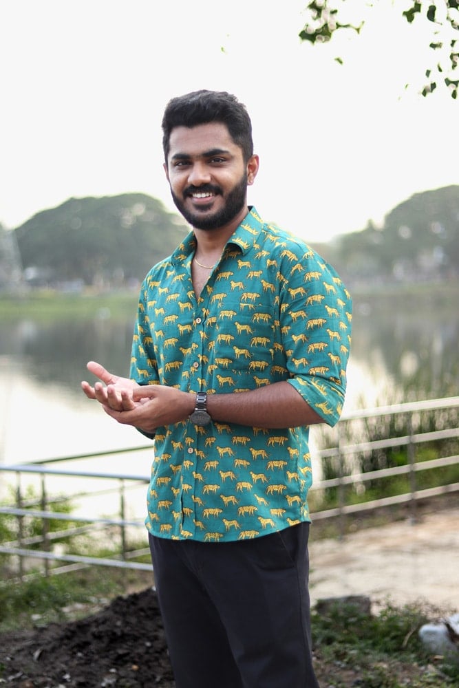 shirt - 1 - Cheetah handblock cotton printed shirt in blue