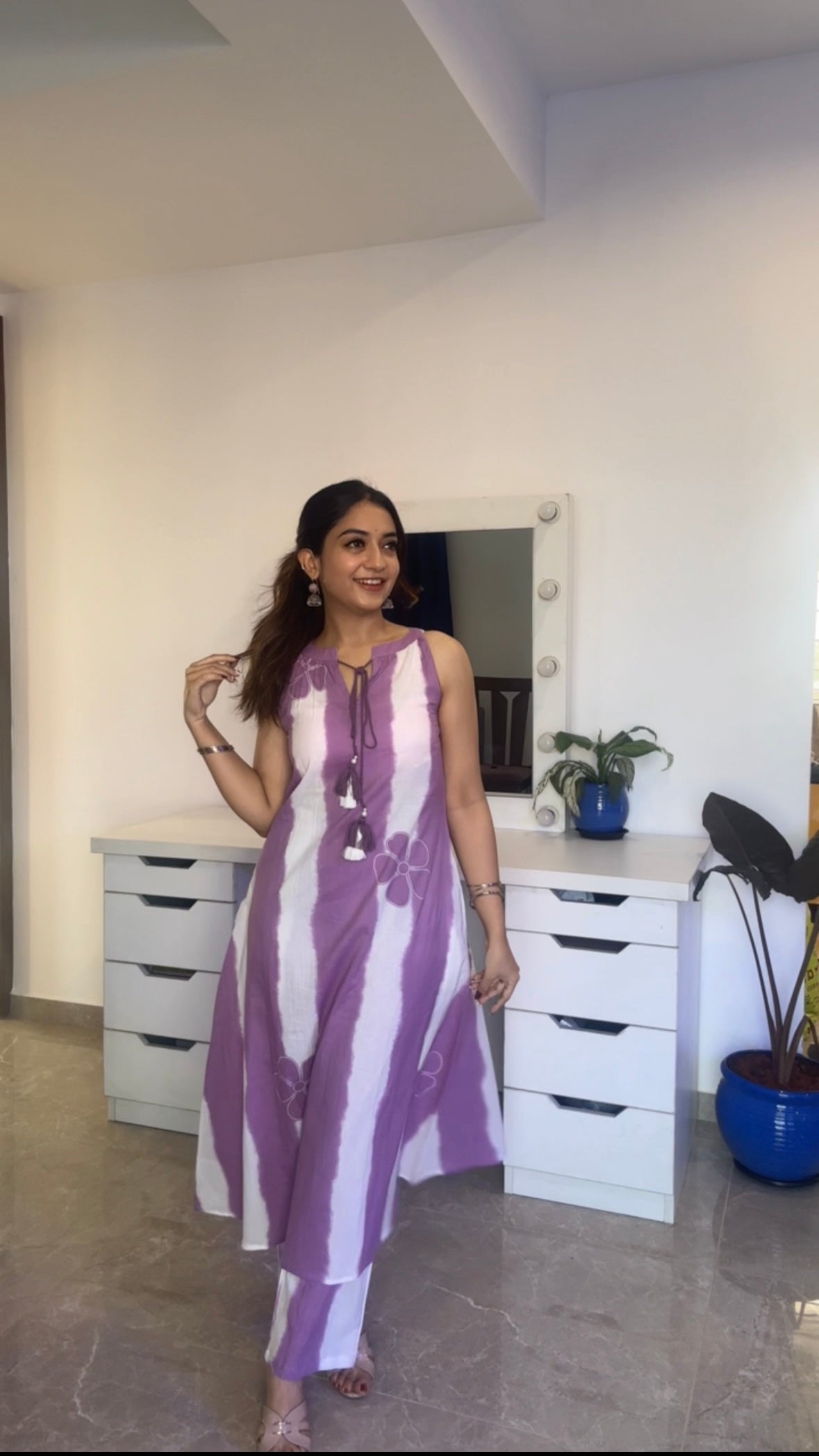 Shlokha ( purple) - handblock printed cotton coord set in purple