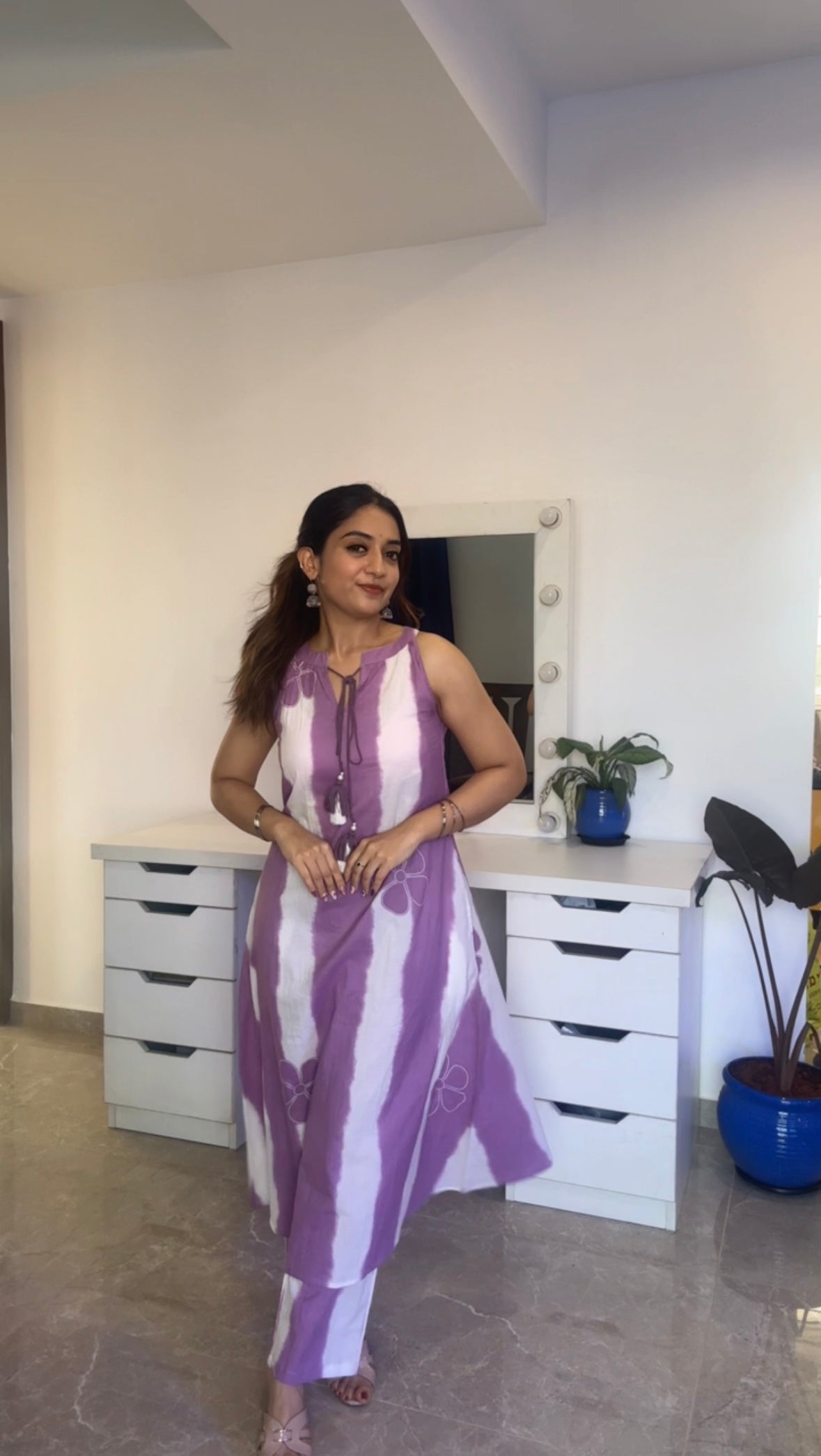 Shlokha ( purple) - handblock printed cotton coord set in purple
