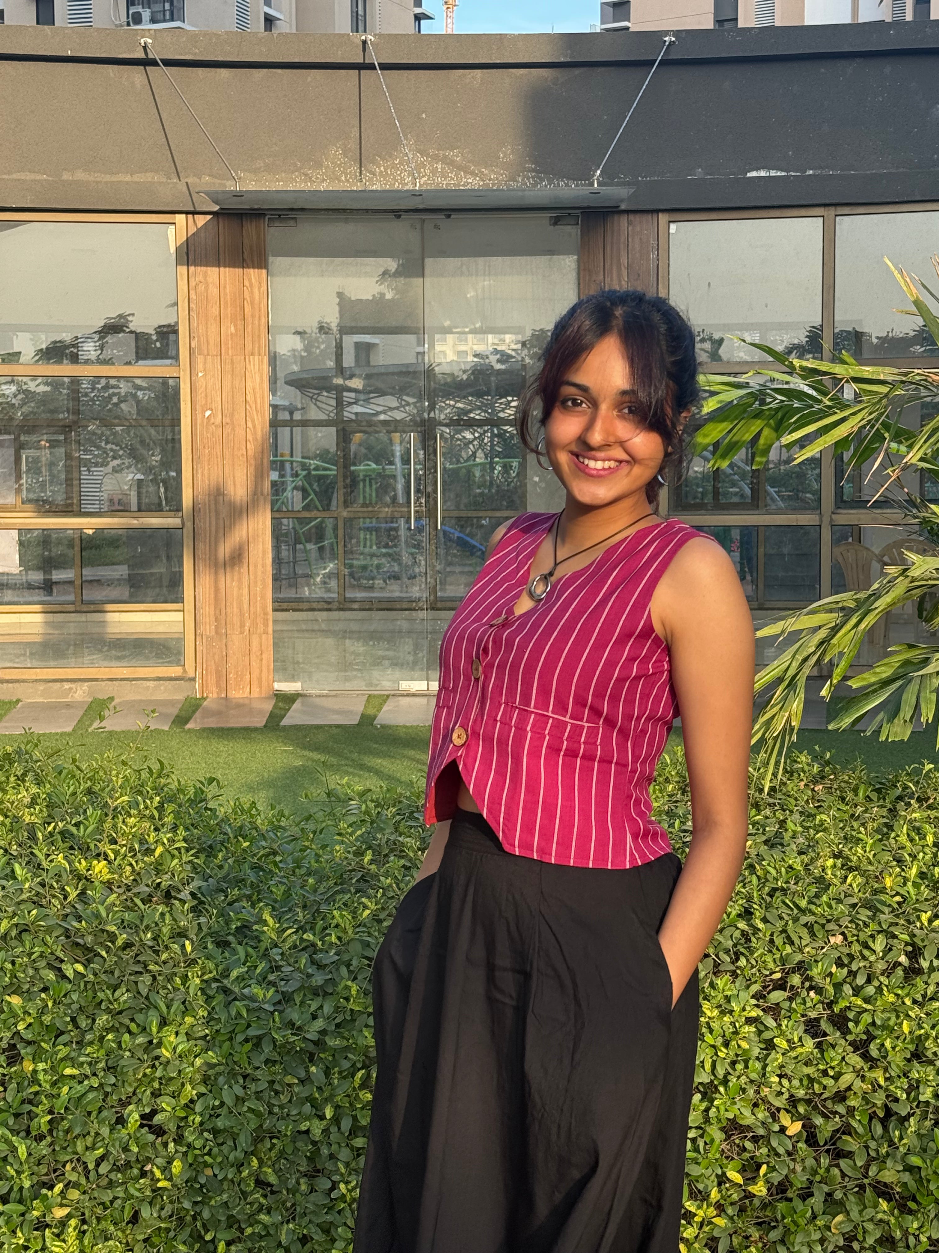 Crop top #17 - handloom organic cotton top in pink colour