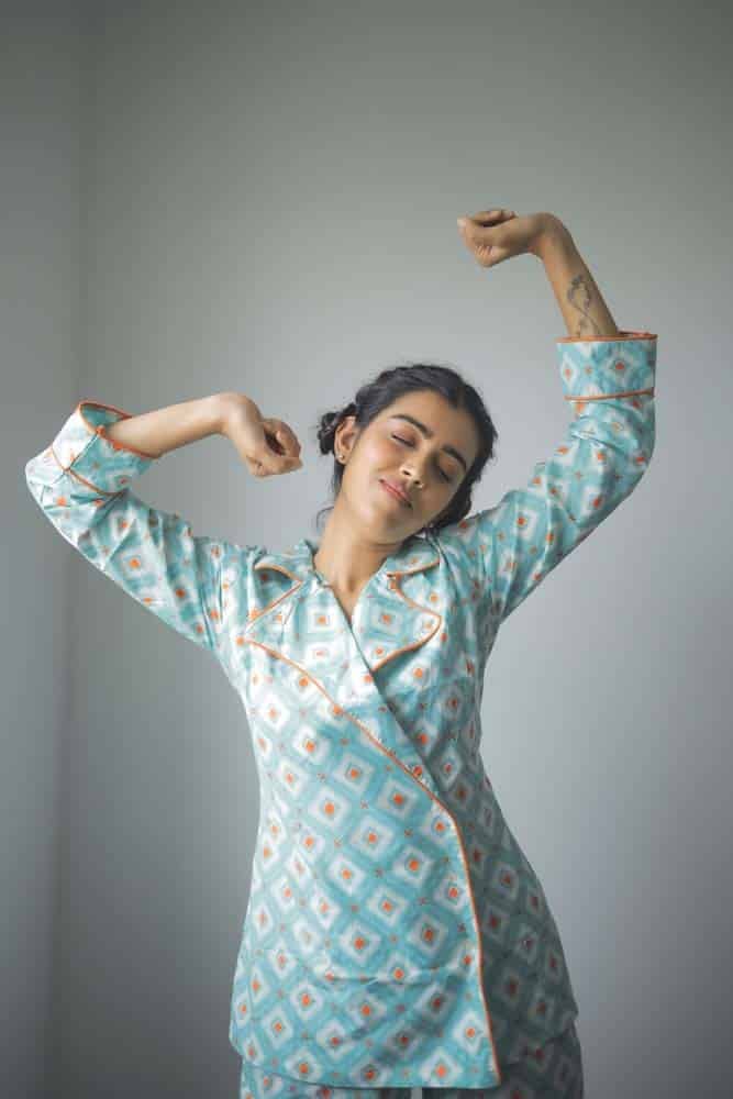 Emily Criss Cross French Style Wrap on PJ Set