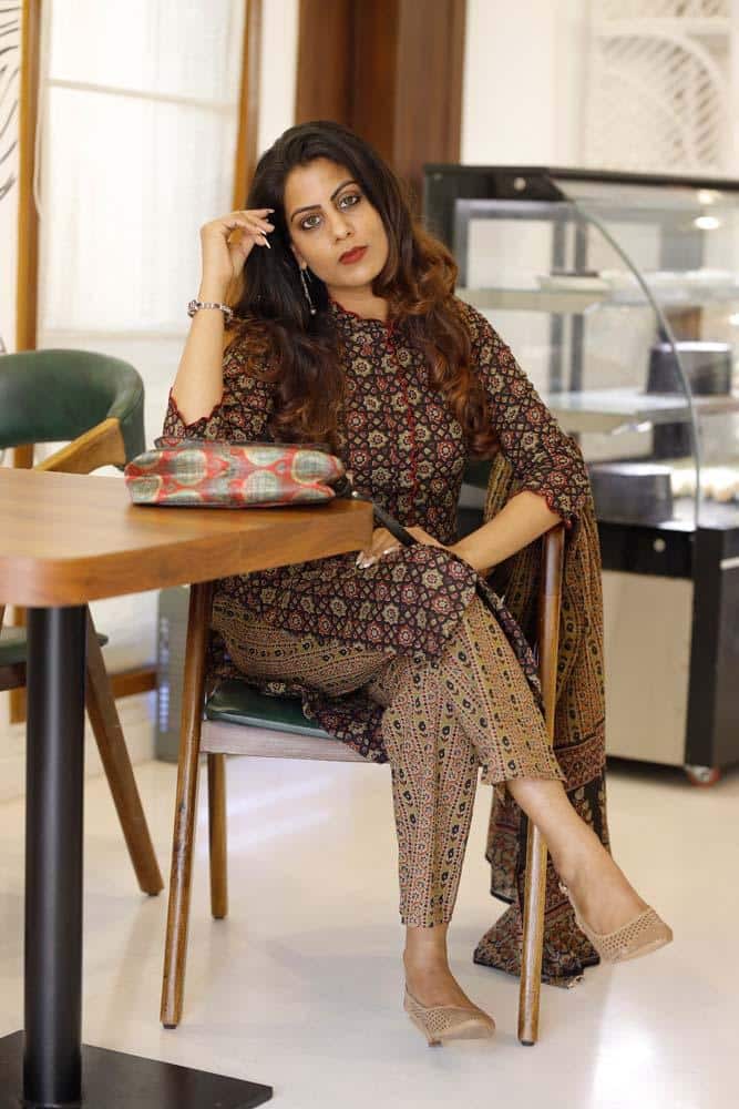Black Ajrakh Cotton Suit Set