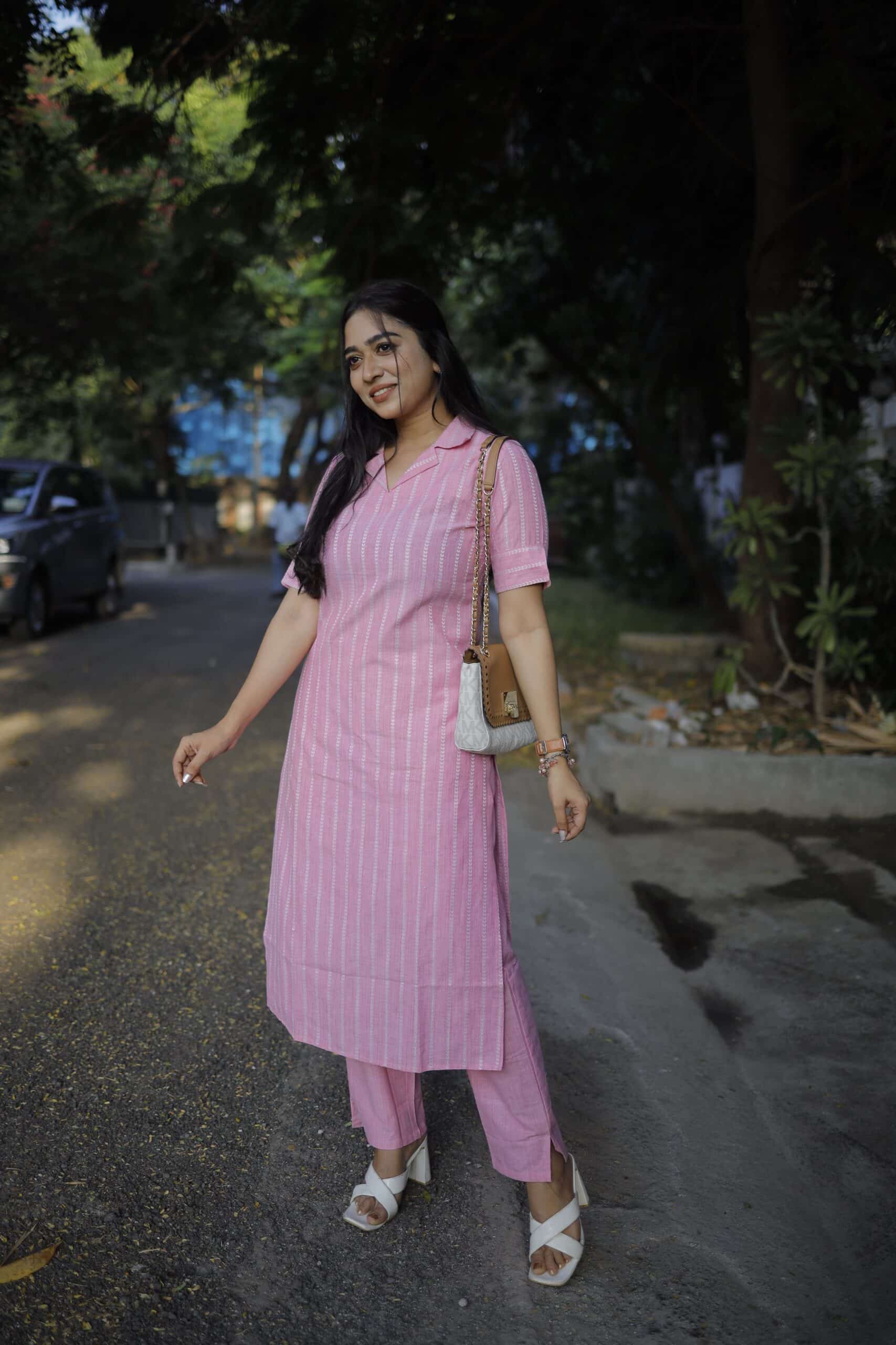 Budget Buys #7 - Cotton blend handwoven kurta set in powder pink