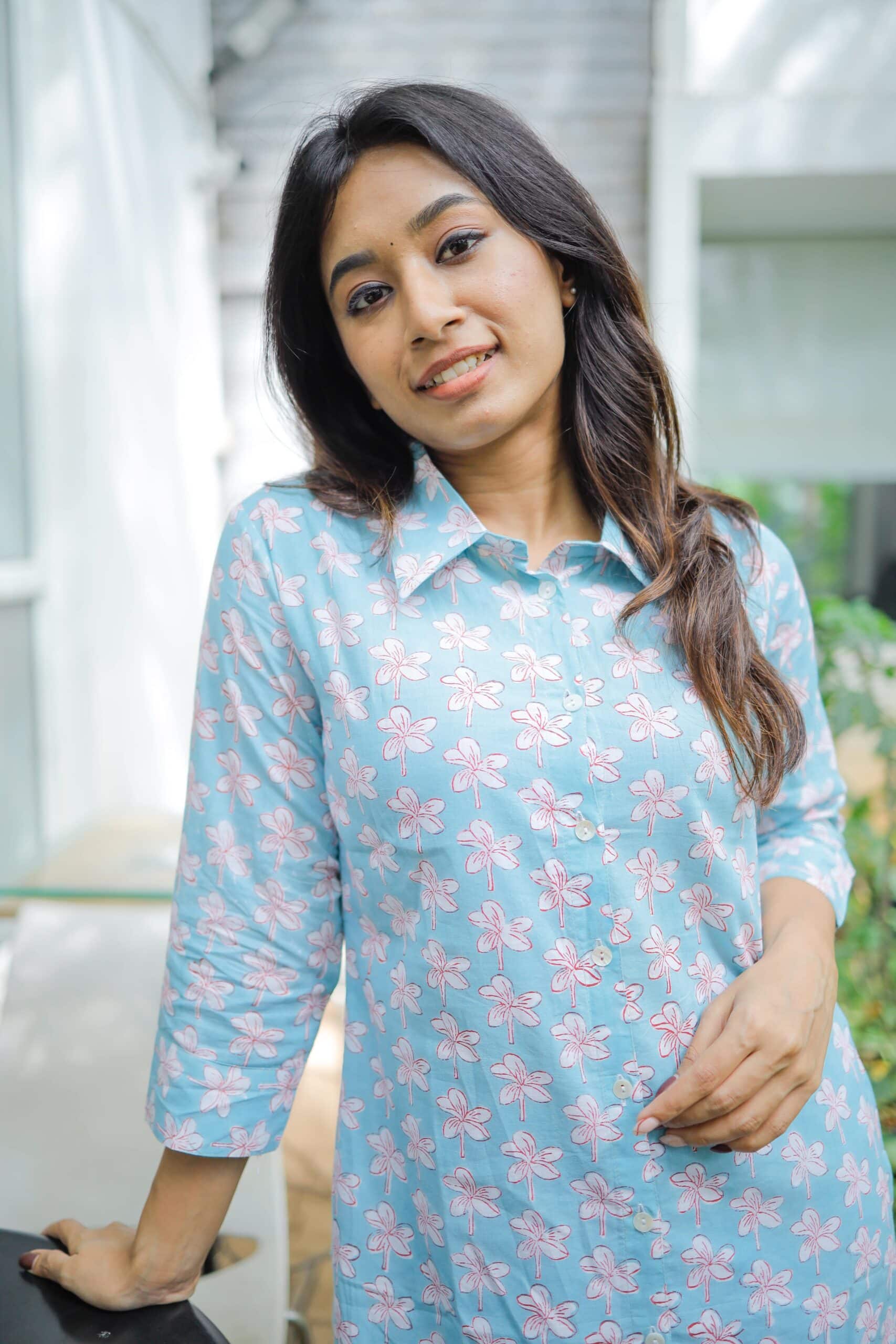 Pattern kurti 16 - floral hand block printed cotton kurta
