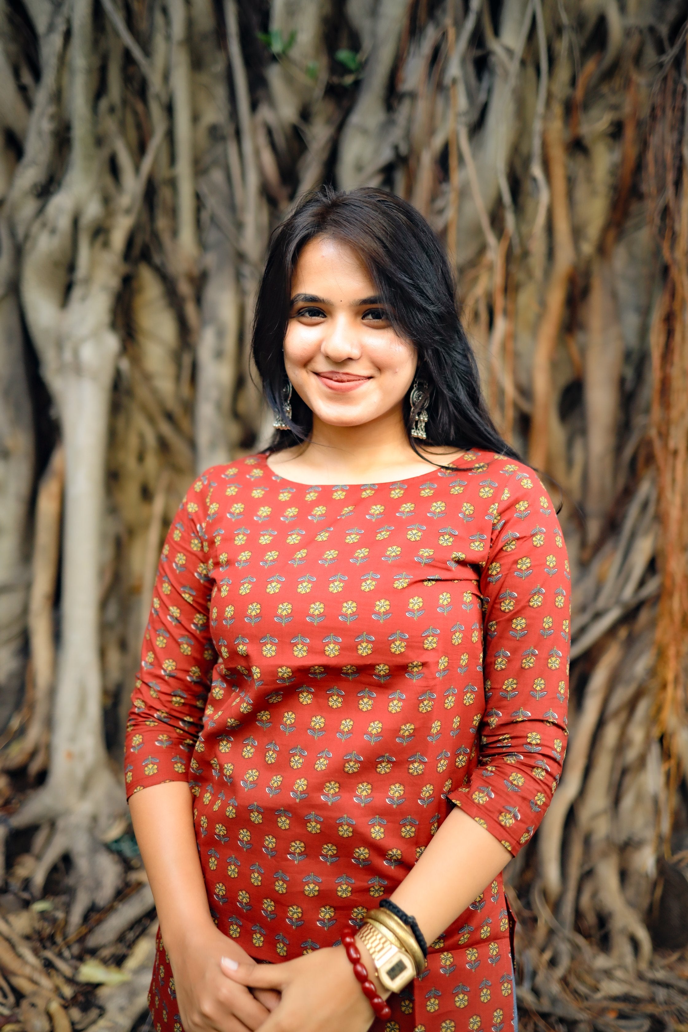 Short kurti - 12 - Organic cotton short kurti in red