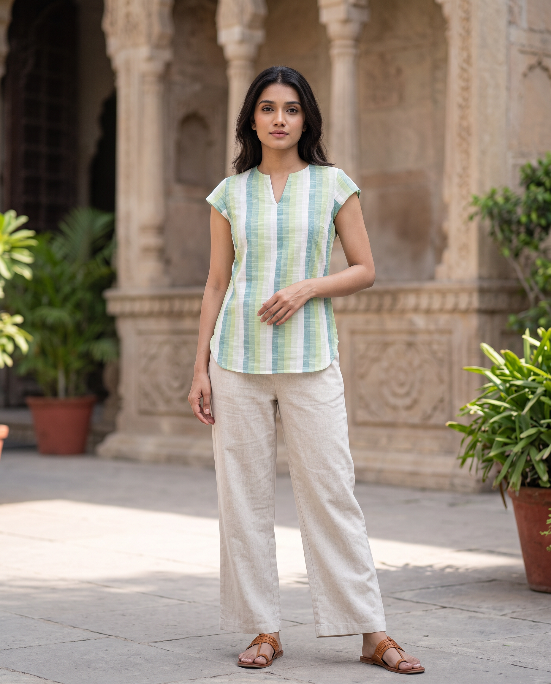 Short Kurti 50 – Organic Cotton Short Kurti in Pastel Green