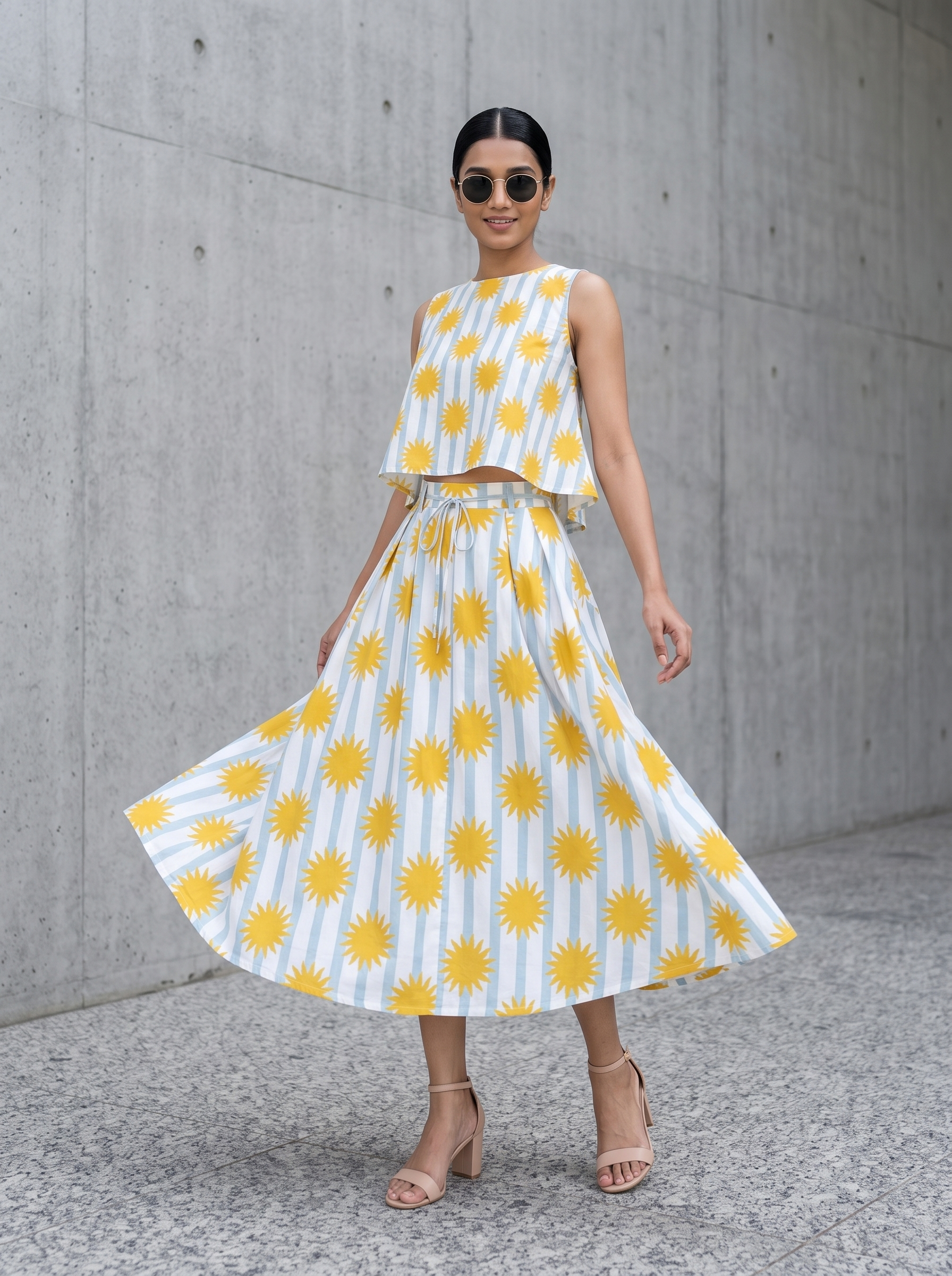 Soleil Skirt Set – Pure Organic Cotton Skirt Set with Sunshine Print
