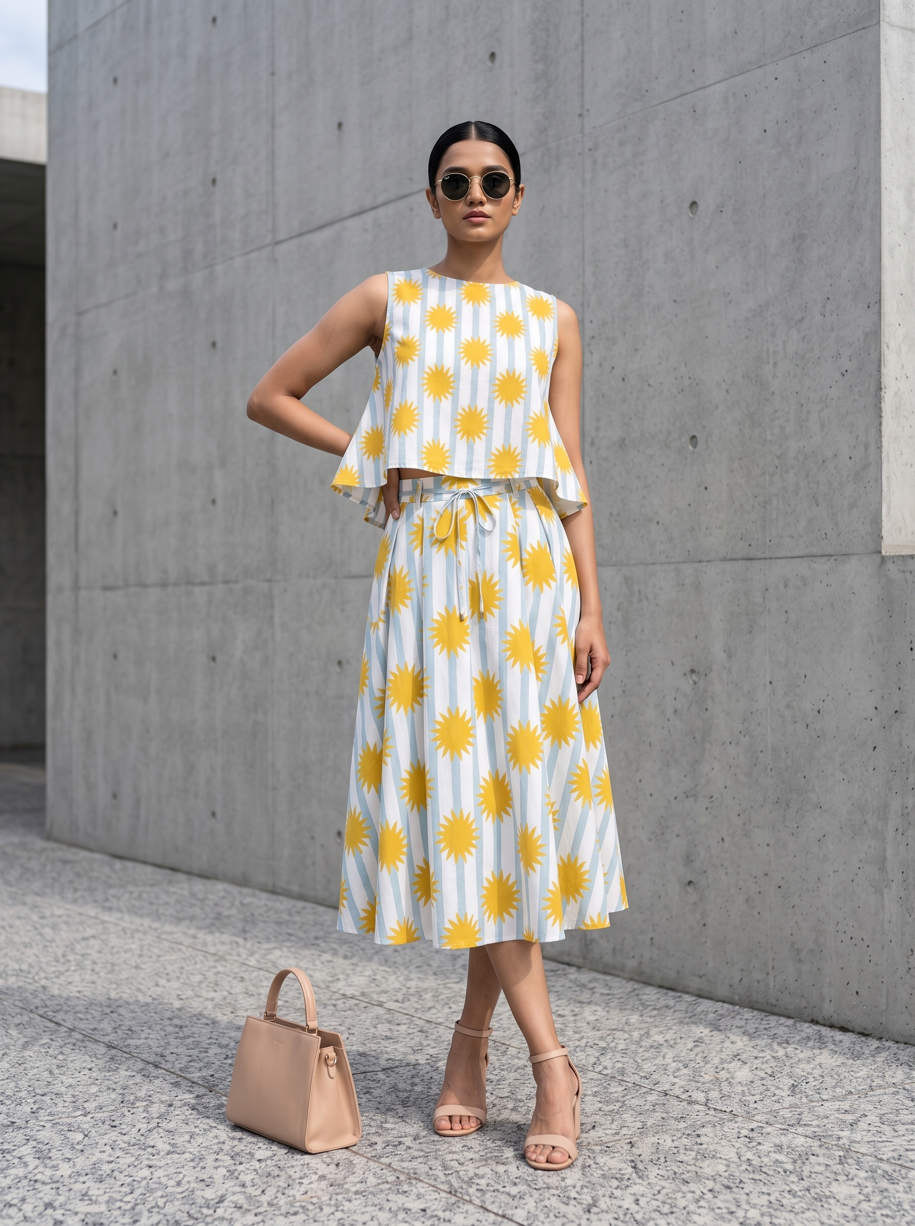 Soleil Skirt Set – Pure Organic Cotton Skirt Set with Sunshine Print