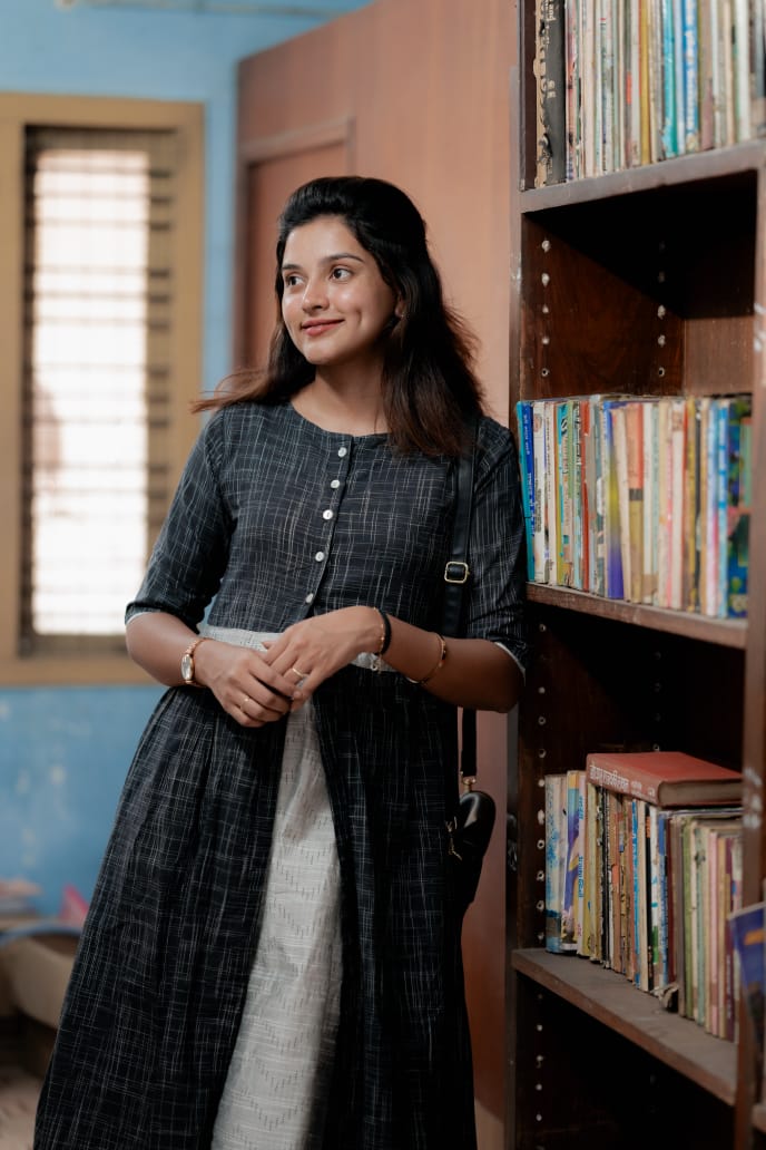 Dress 14 - chanderi cotton 2 layered jacket dress in black and grey