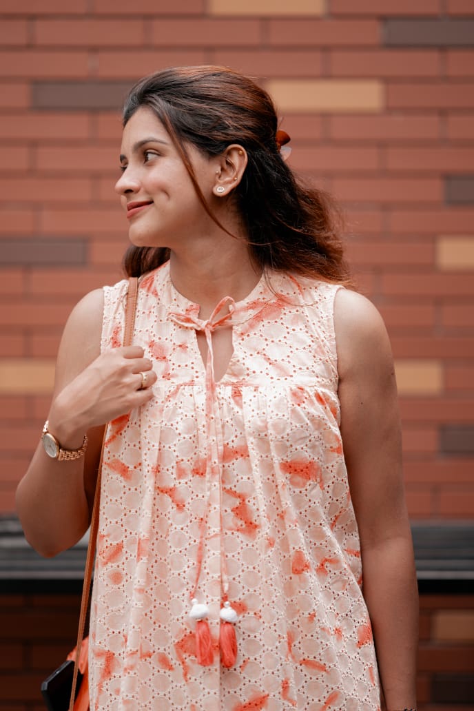 Dress 15 - ombre schiffli cotton dress with tassel details