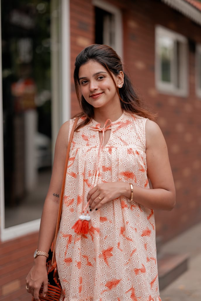 Dress 15 - ombre schiffli cotton dress with tassel details