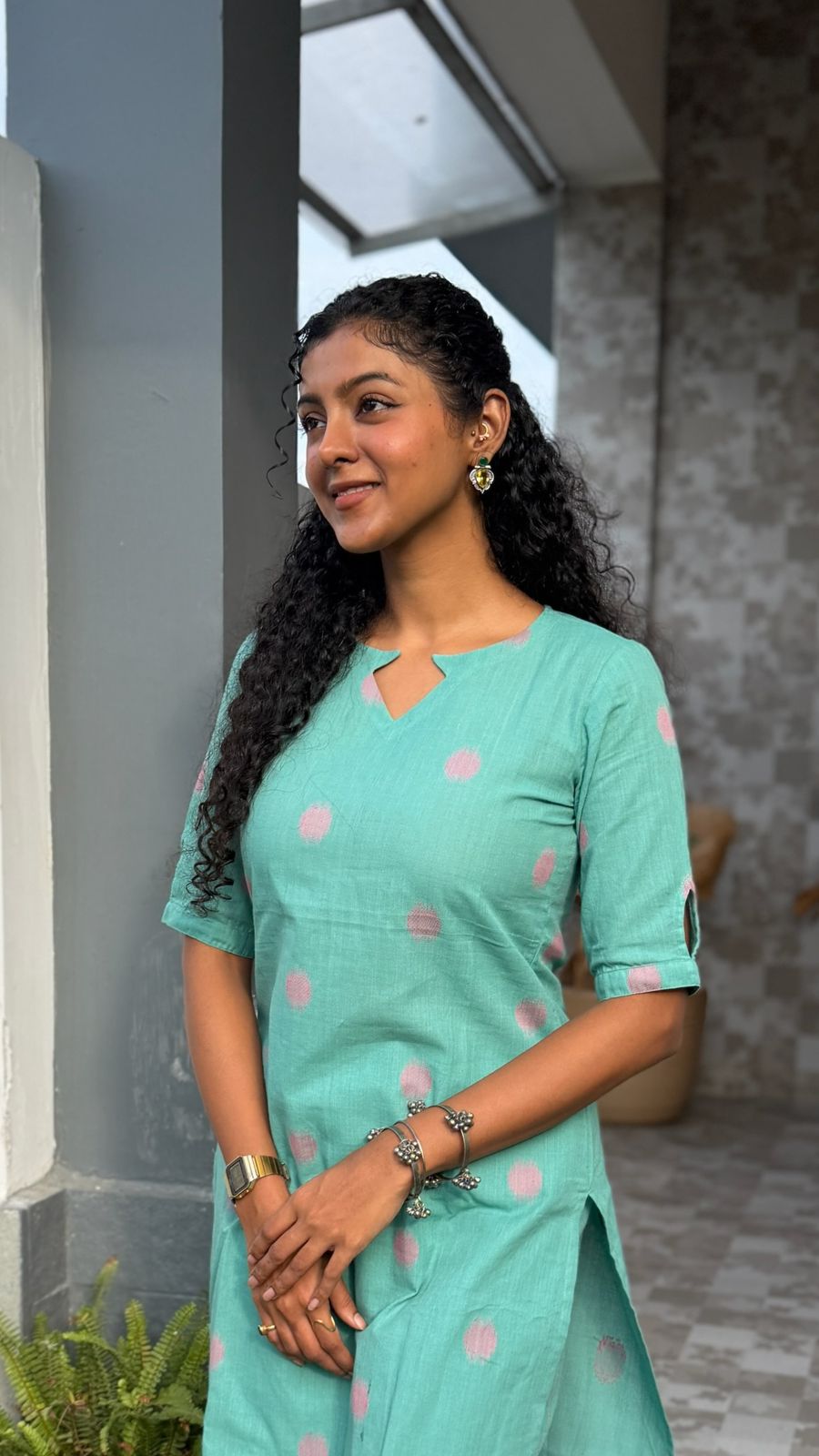Seafoam (Green) - Handloom Cotton kurta coord set in Aqua Green