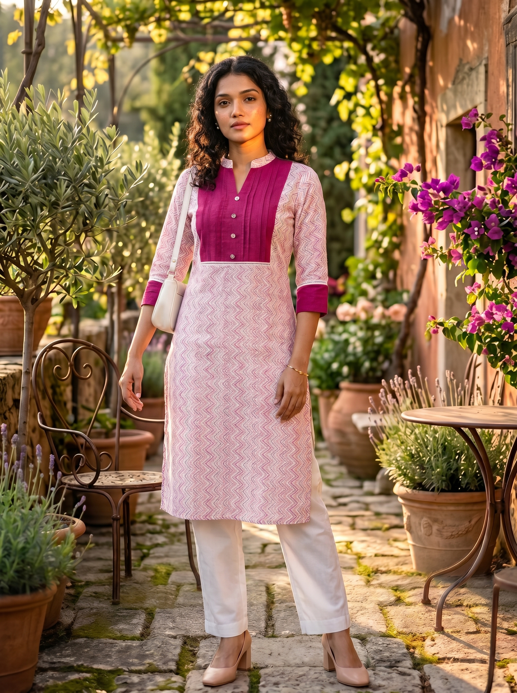 Pattern kurti 38- Handloom cotton kurti in maroon
