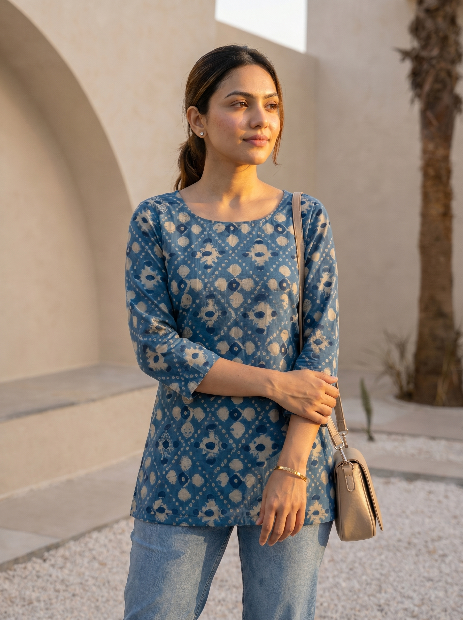Short Kurti 27 - Organic cotton short kurti in blue