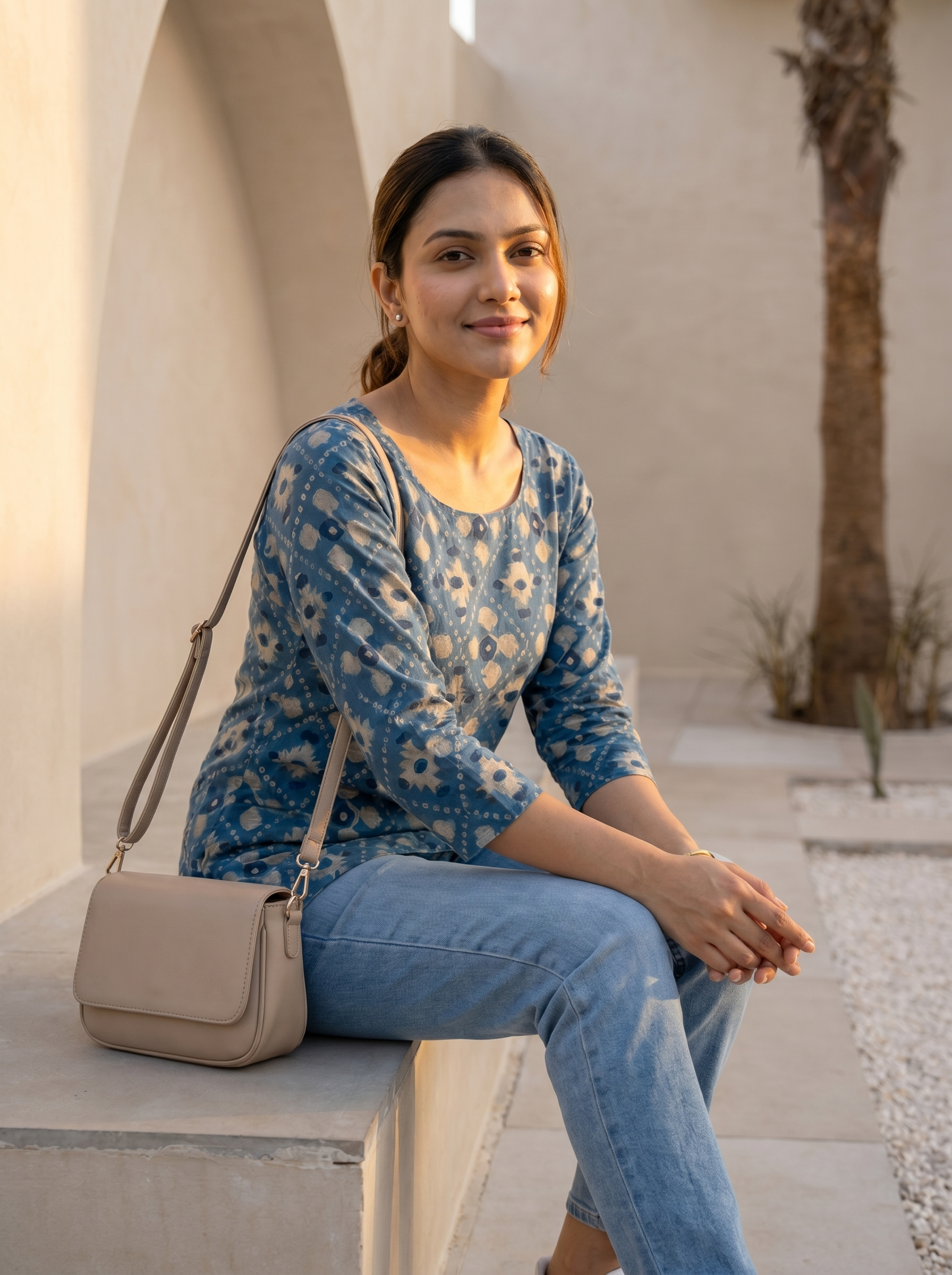 Short Kurti 27 - Organic cotton short kurti in blue