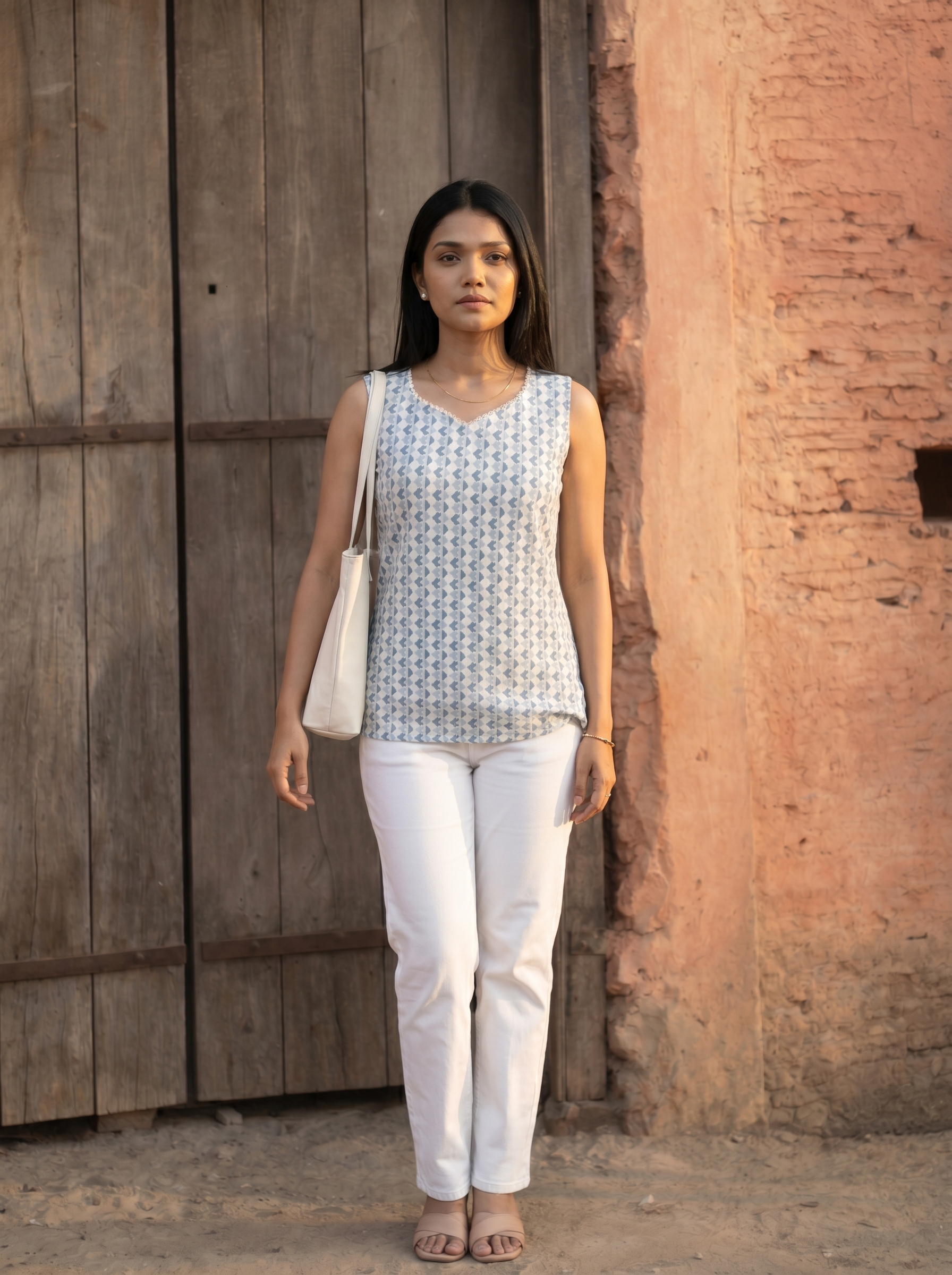 Short Kurti 22 - Organic cotton short kurti in shades of blue