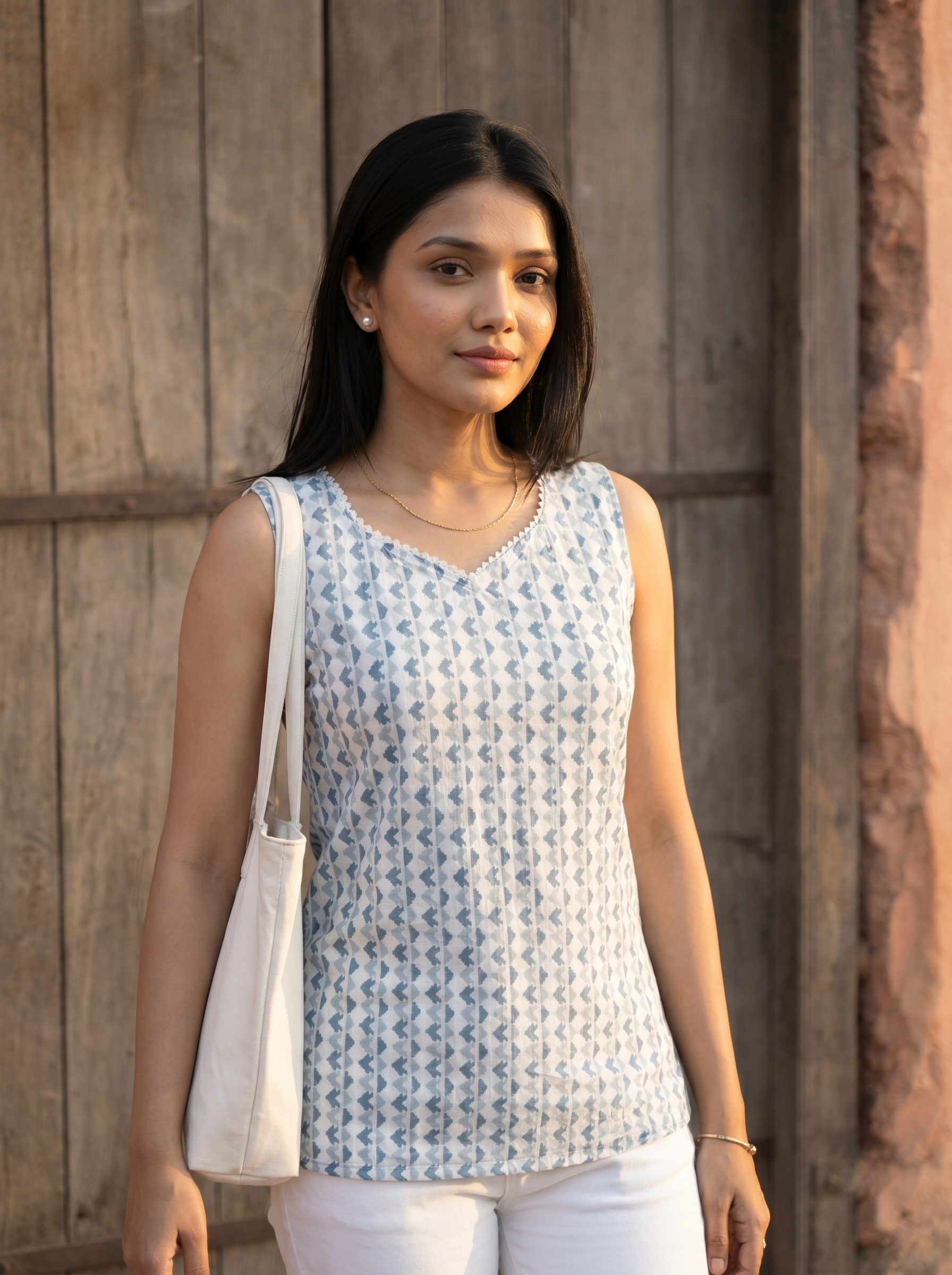 Short Kurti 22 - Organic cotton short kurti in shades of blue
