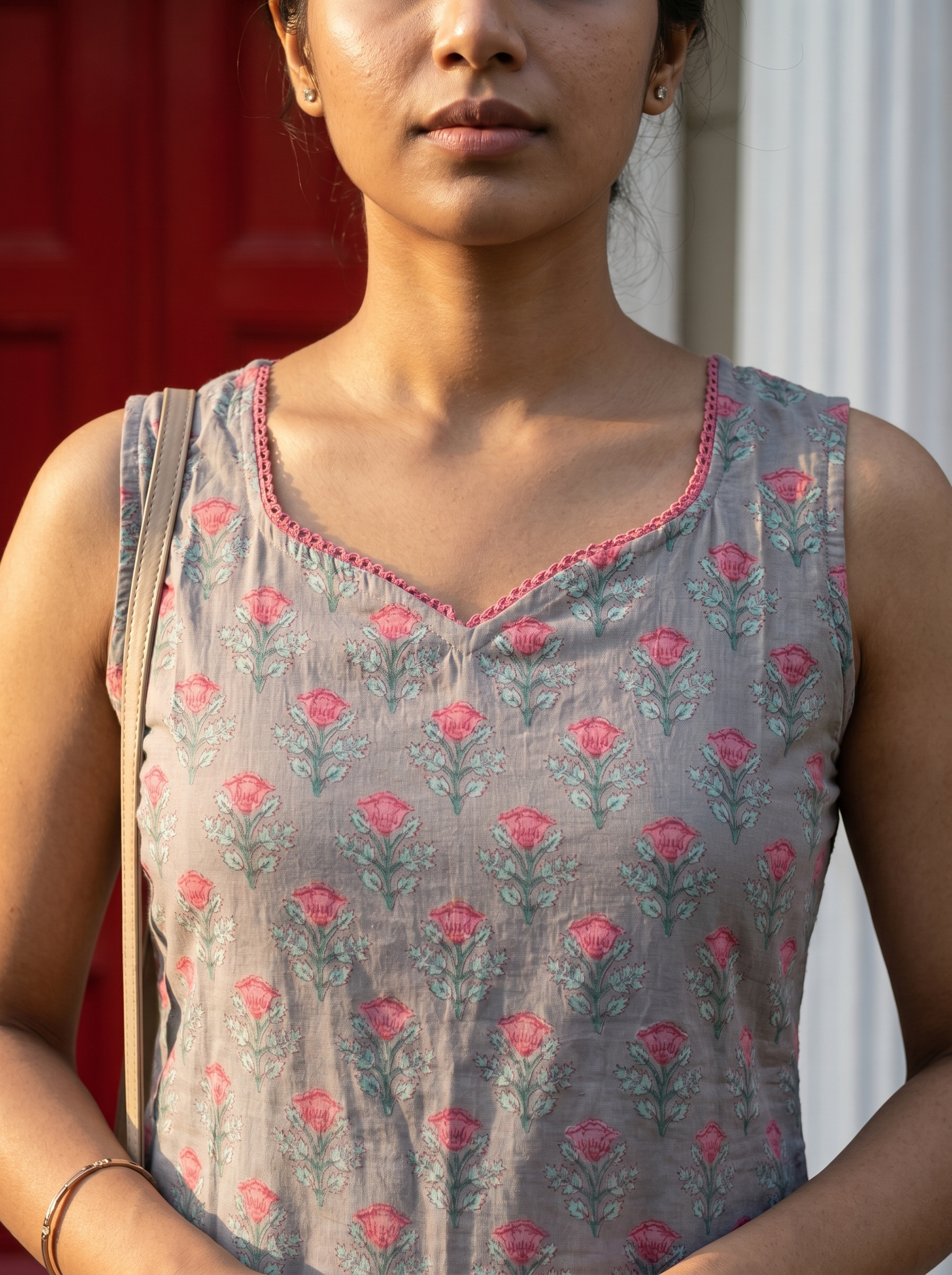 Short Kurti 23 - Organic cotton short kurti in brownish grey