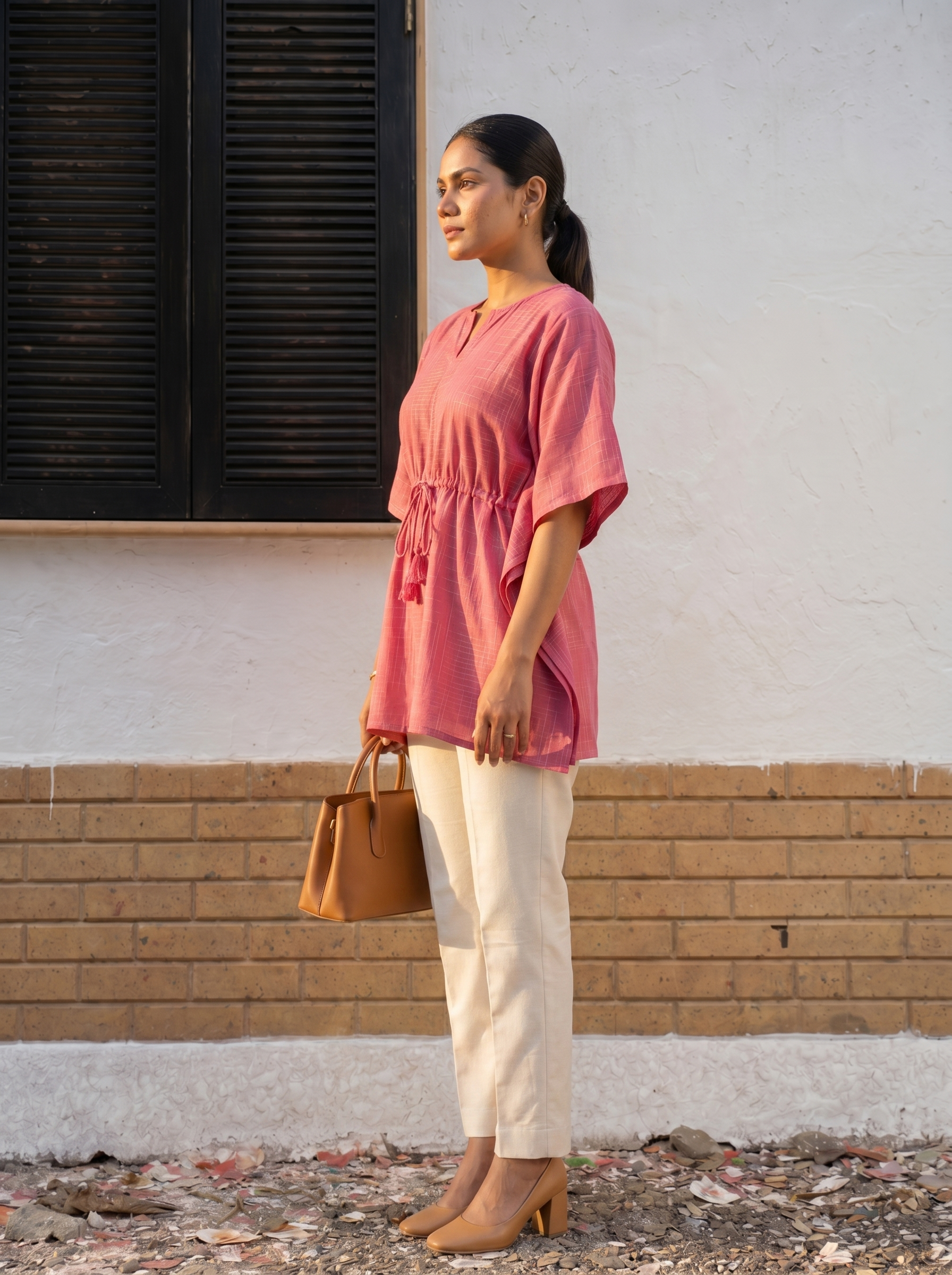 Kaftan Top #70- Organic cotton kaftan top in Pink