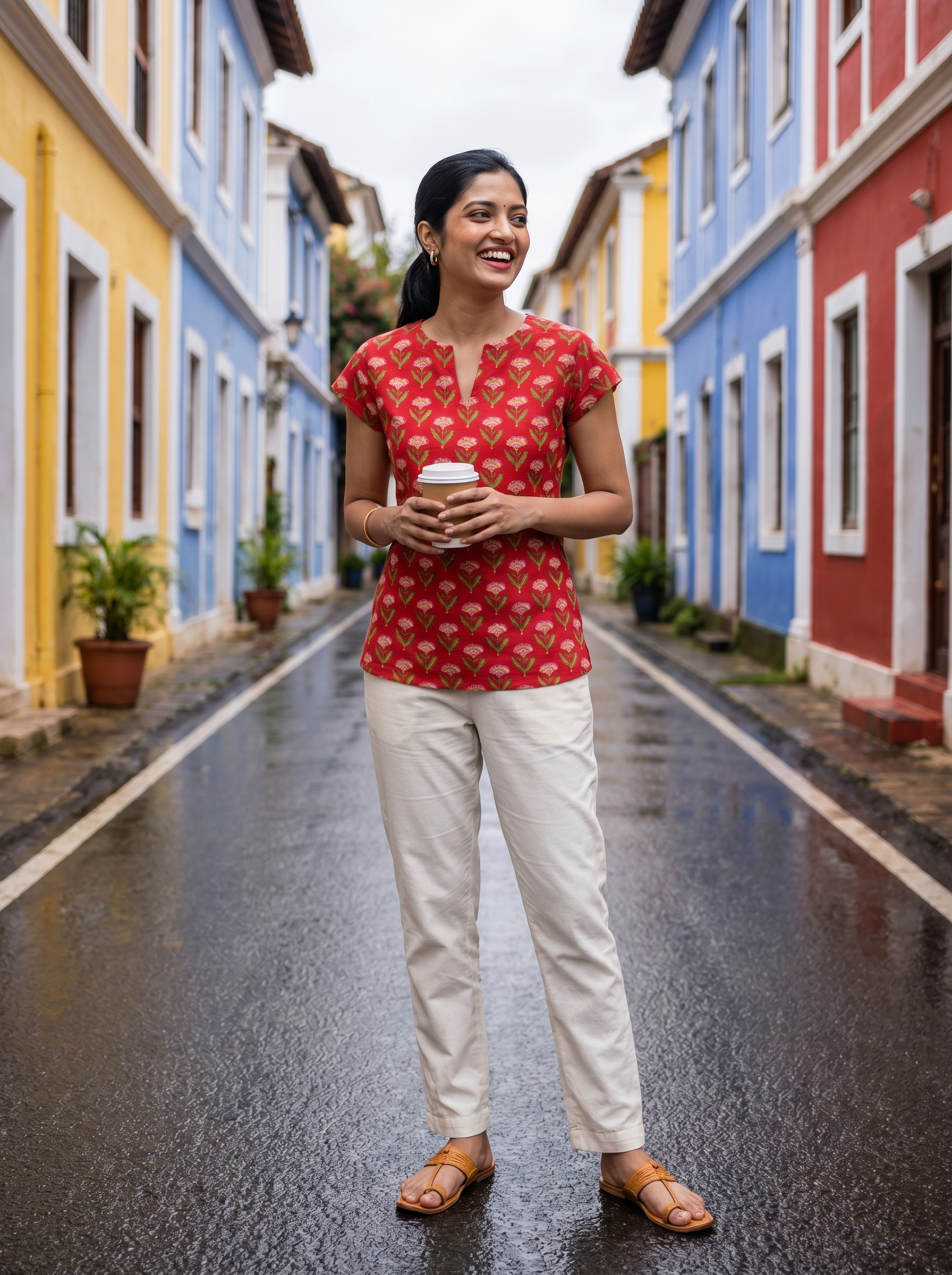 Short Kurti 46 – Organic Cotton Short Kurti in Brick Red