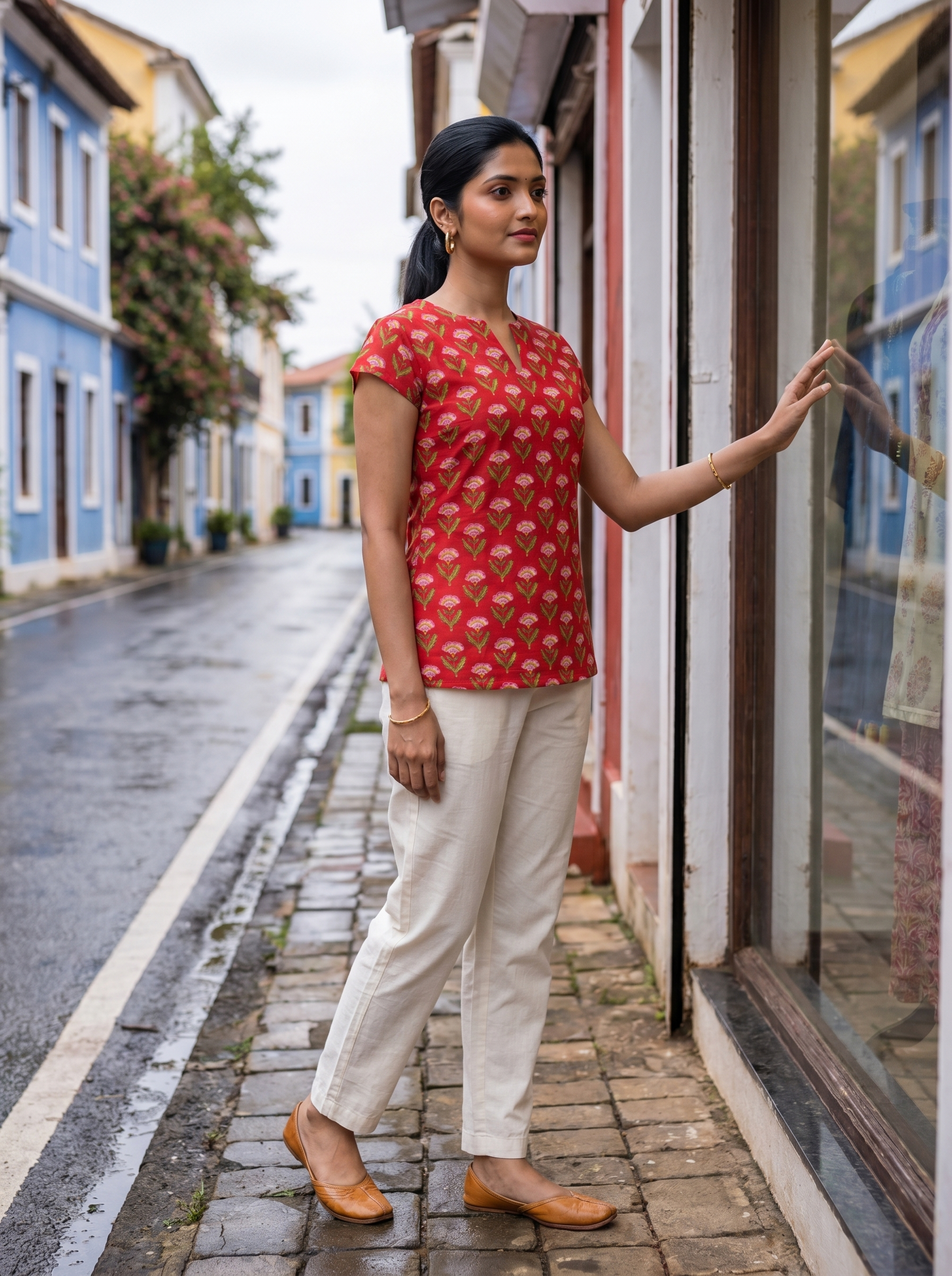 Short Kurti 46 – Organic Cotton Short Kurti in Brick Red
