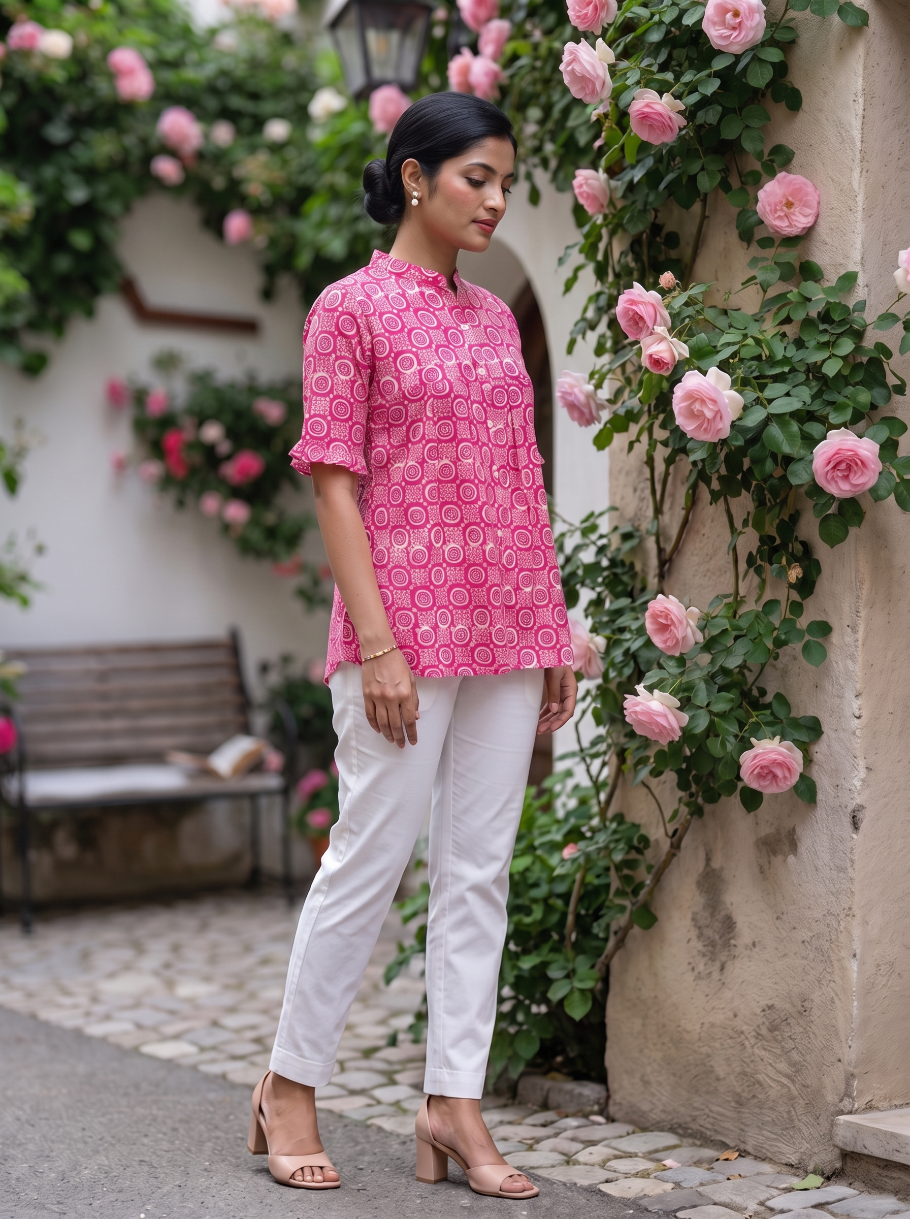 Short Kurti 47 – Organic Cotton Short Kurti in Rani Pink