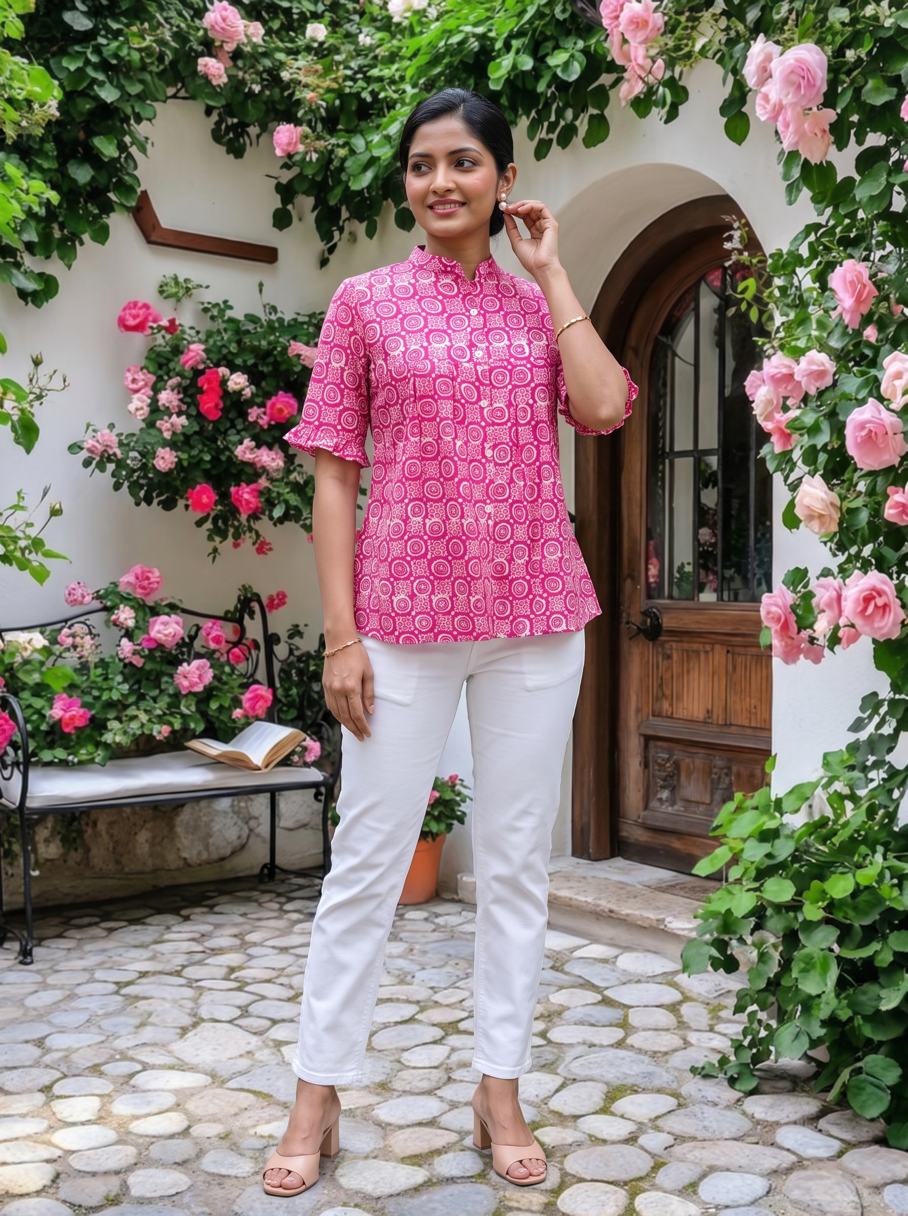 Short Kurti 47 – Organic Cotton Short Kurti in Rani Pink