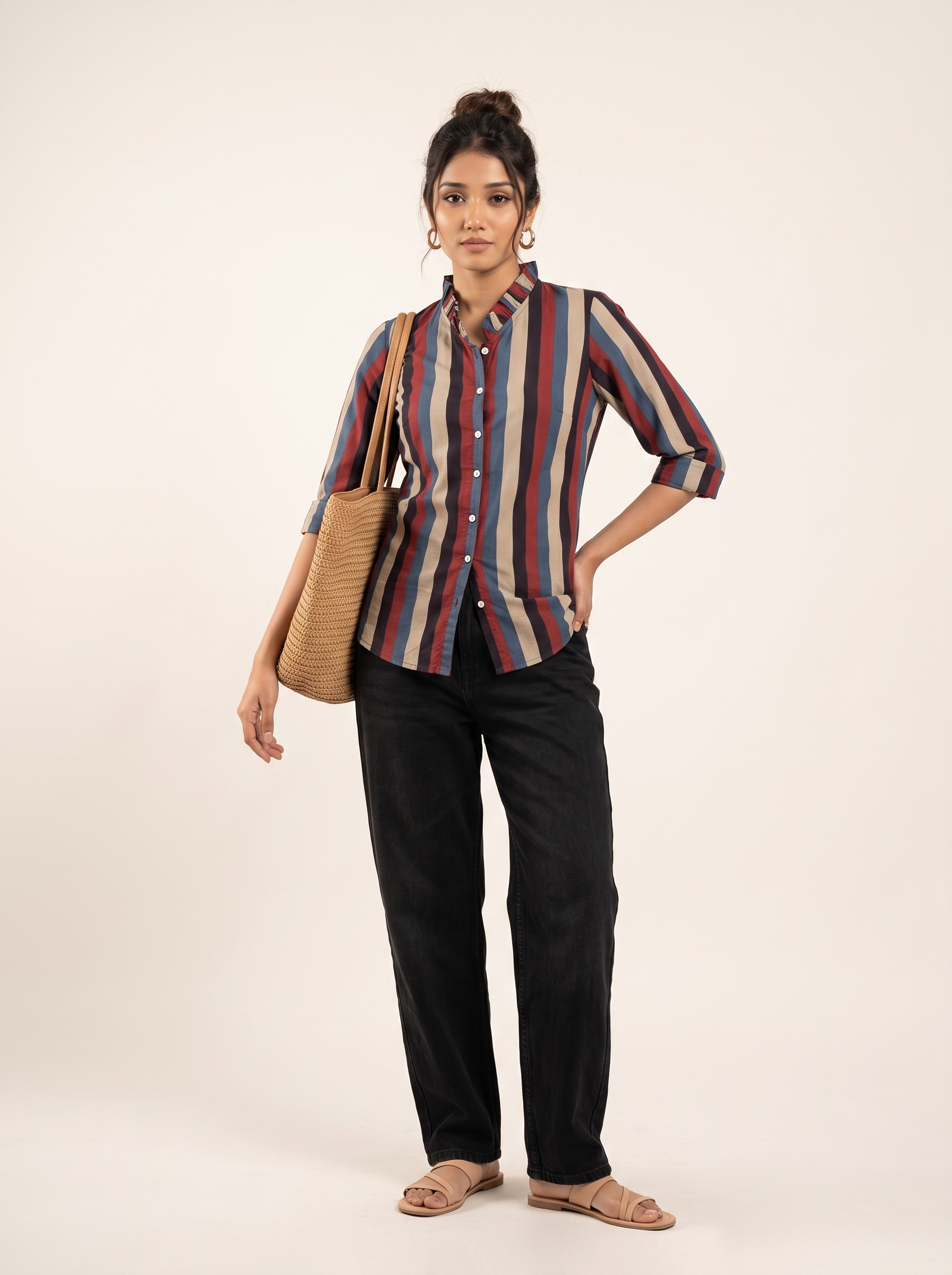 Short Kurti 48 – Organic Cotton Short Kurti in Multicolor Stripes