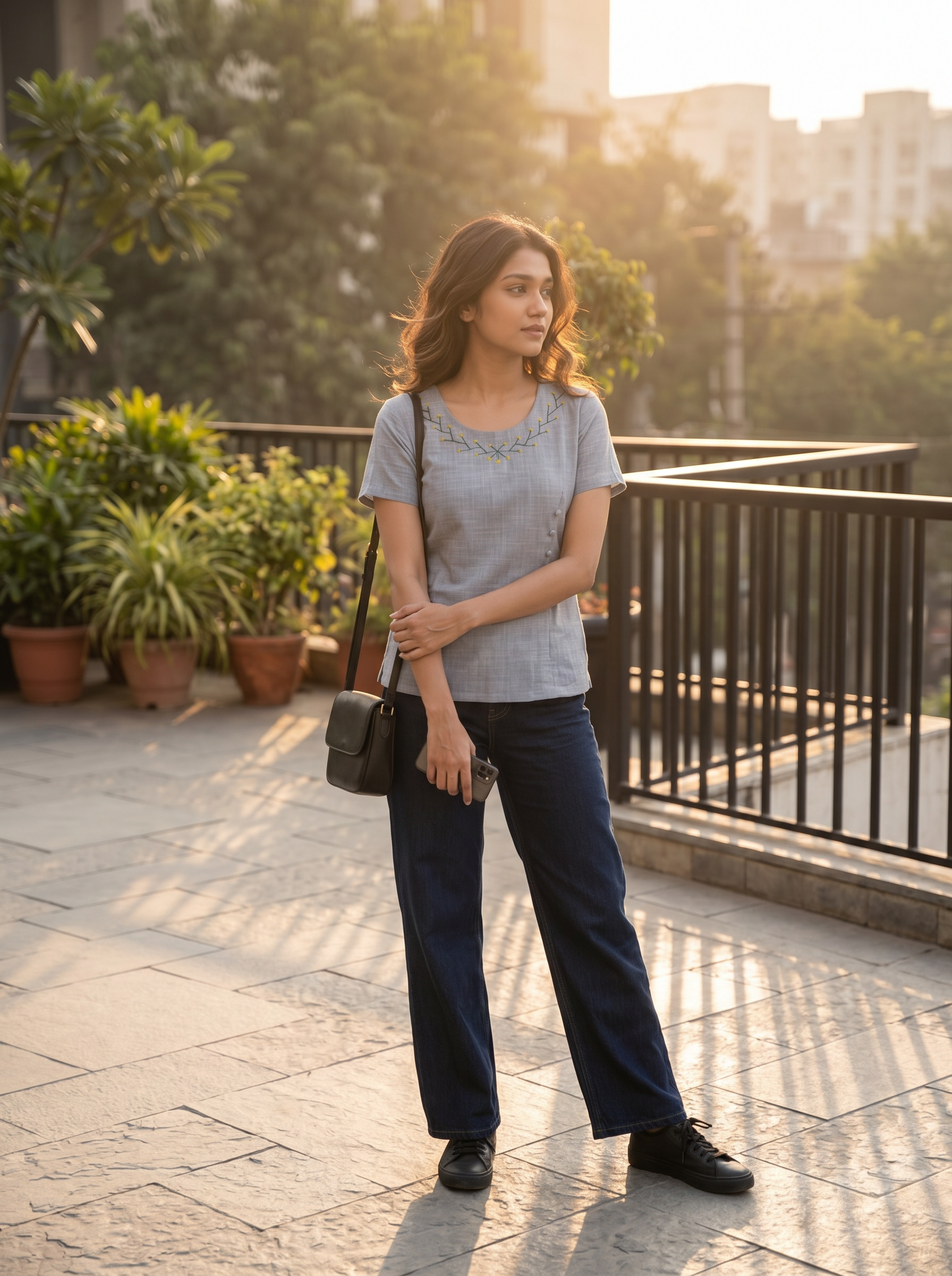 Short Kurti 51 – Organic Cotton Short Kurti in Mist Grey