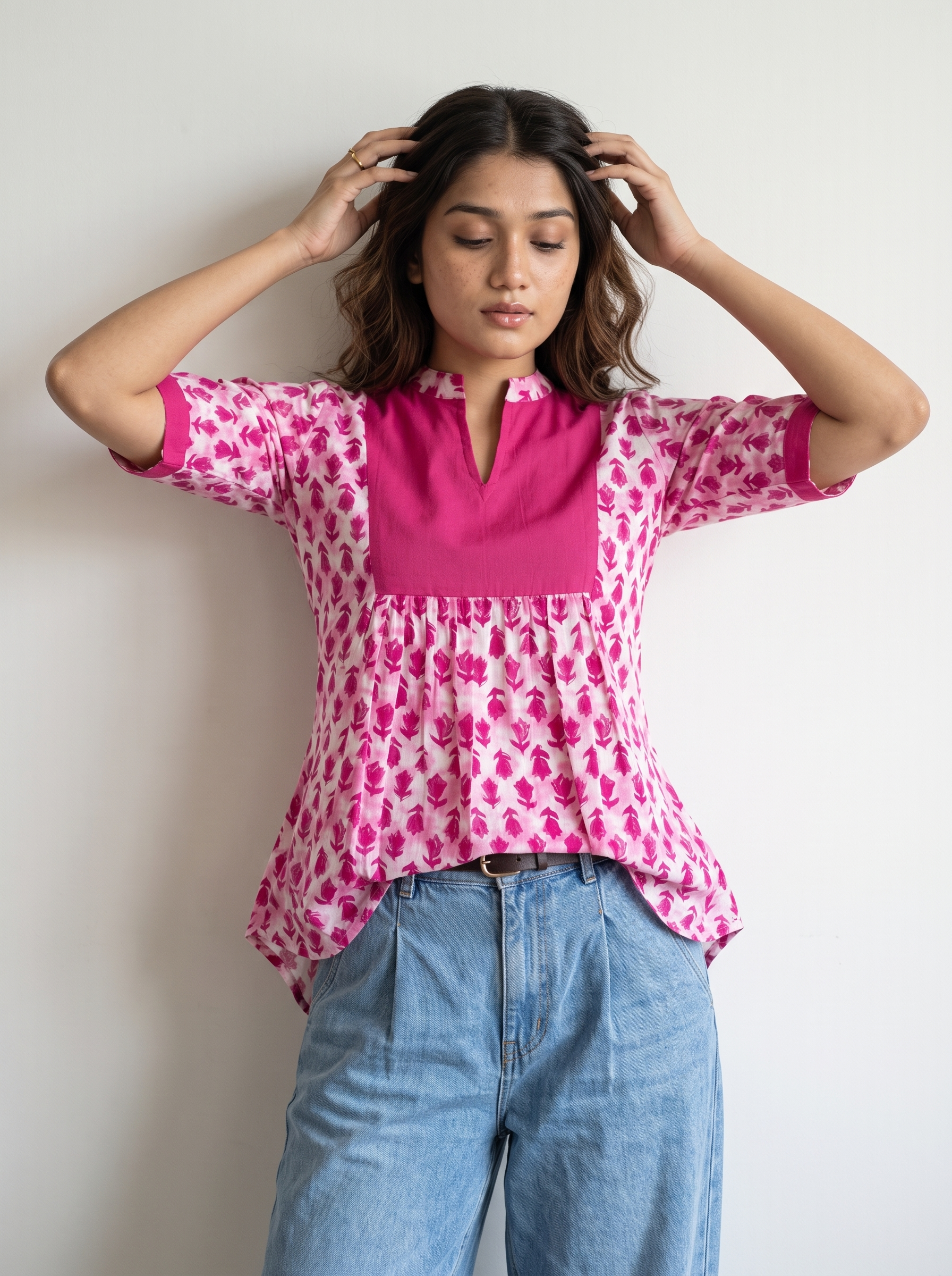Short Kurti 39 – Organic Cotton Short Kurti in Blossom Pink