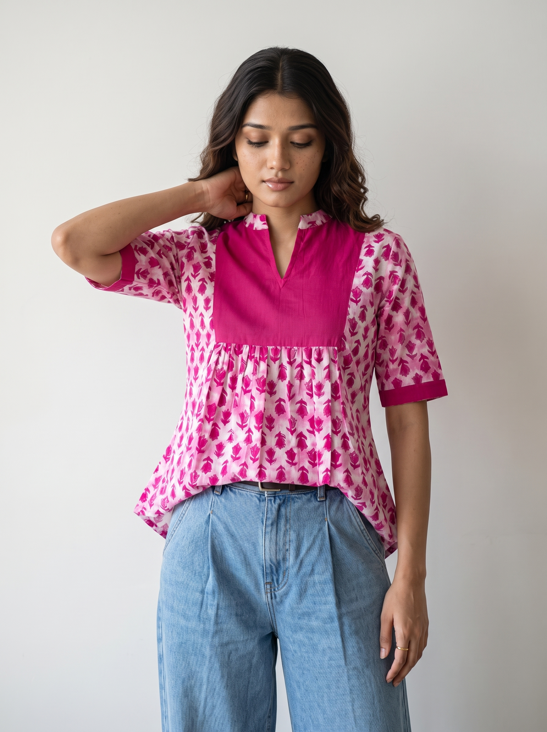 Short Kurti 39 – Organic Cotton Short Kurti in Blossom Pink