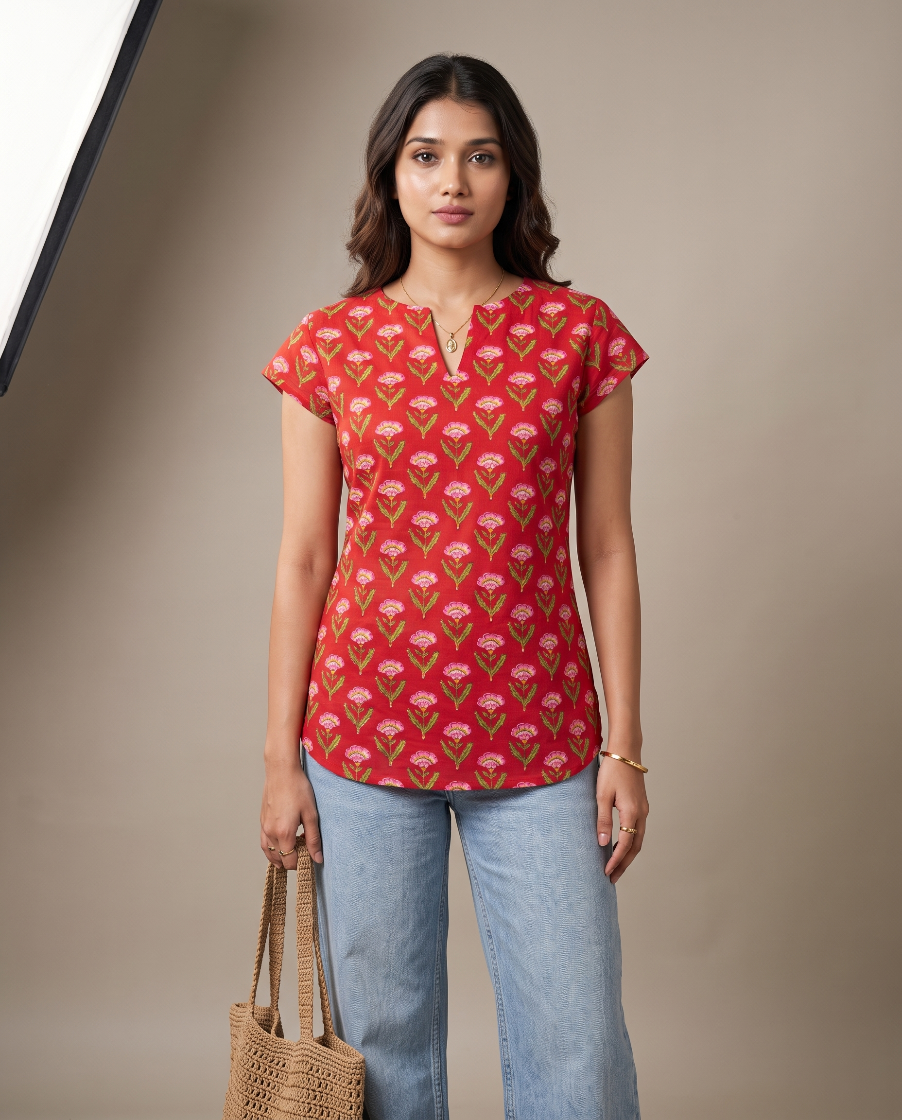 Short Kurti 46 – Organic Cotton Short Kurti in Brick Red