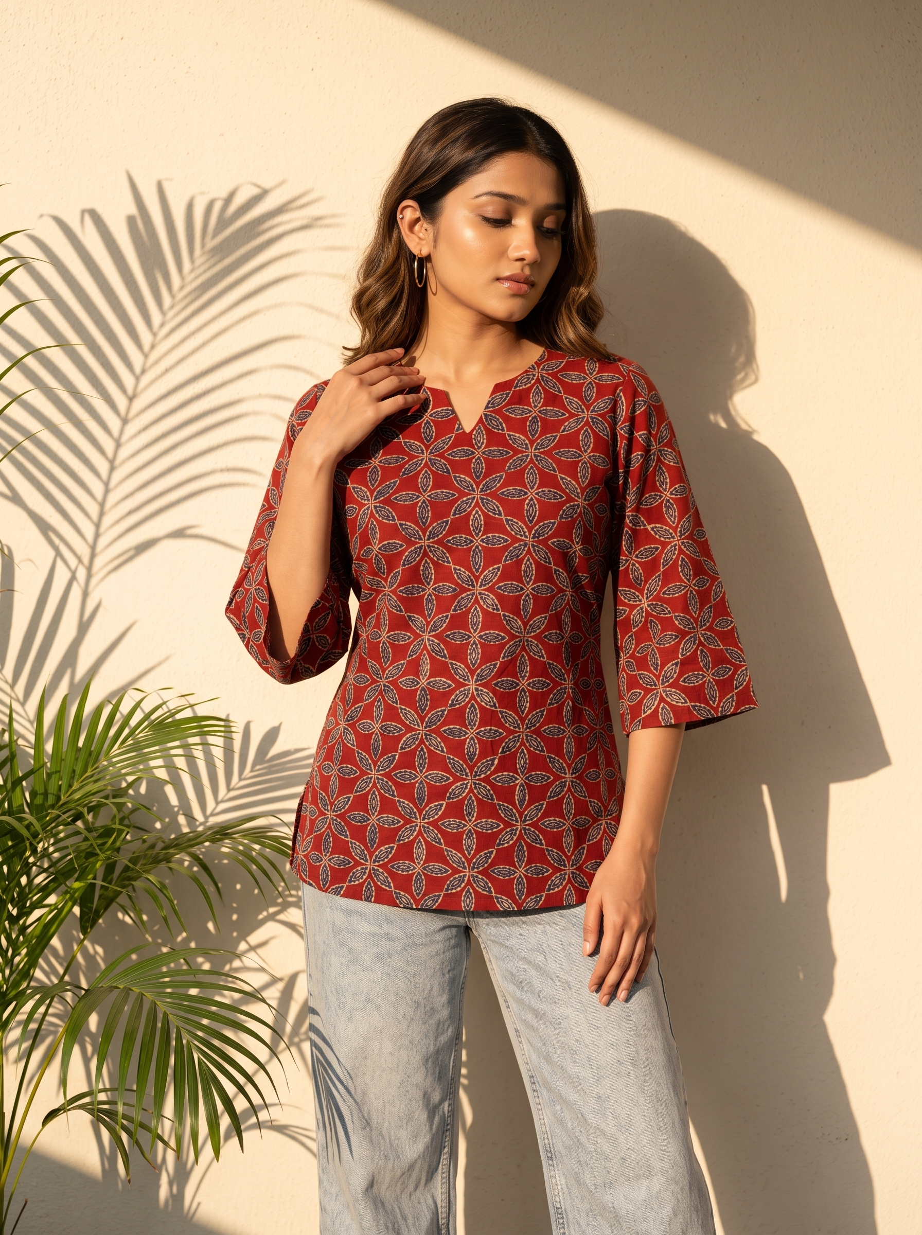 Short Kurti 41 – Organic Cotton Short Kurti in Rust Brown