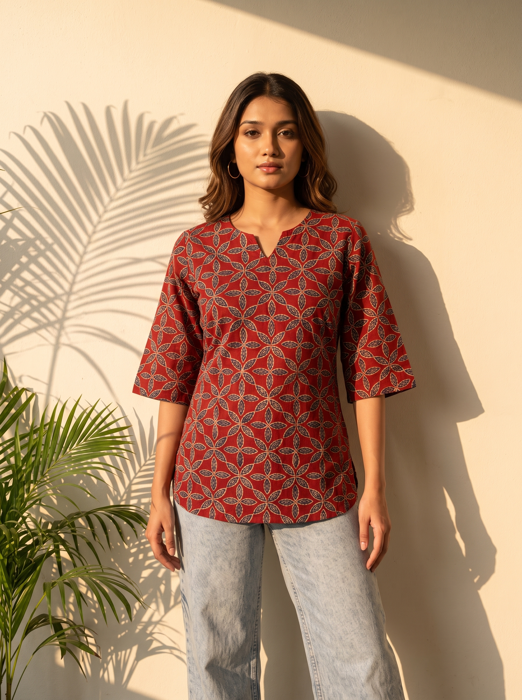Short Kurti 41 – Organic Cotton Short Kurti in Rust Brown
