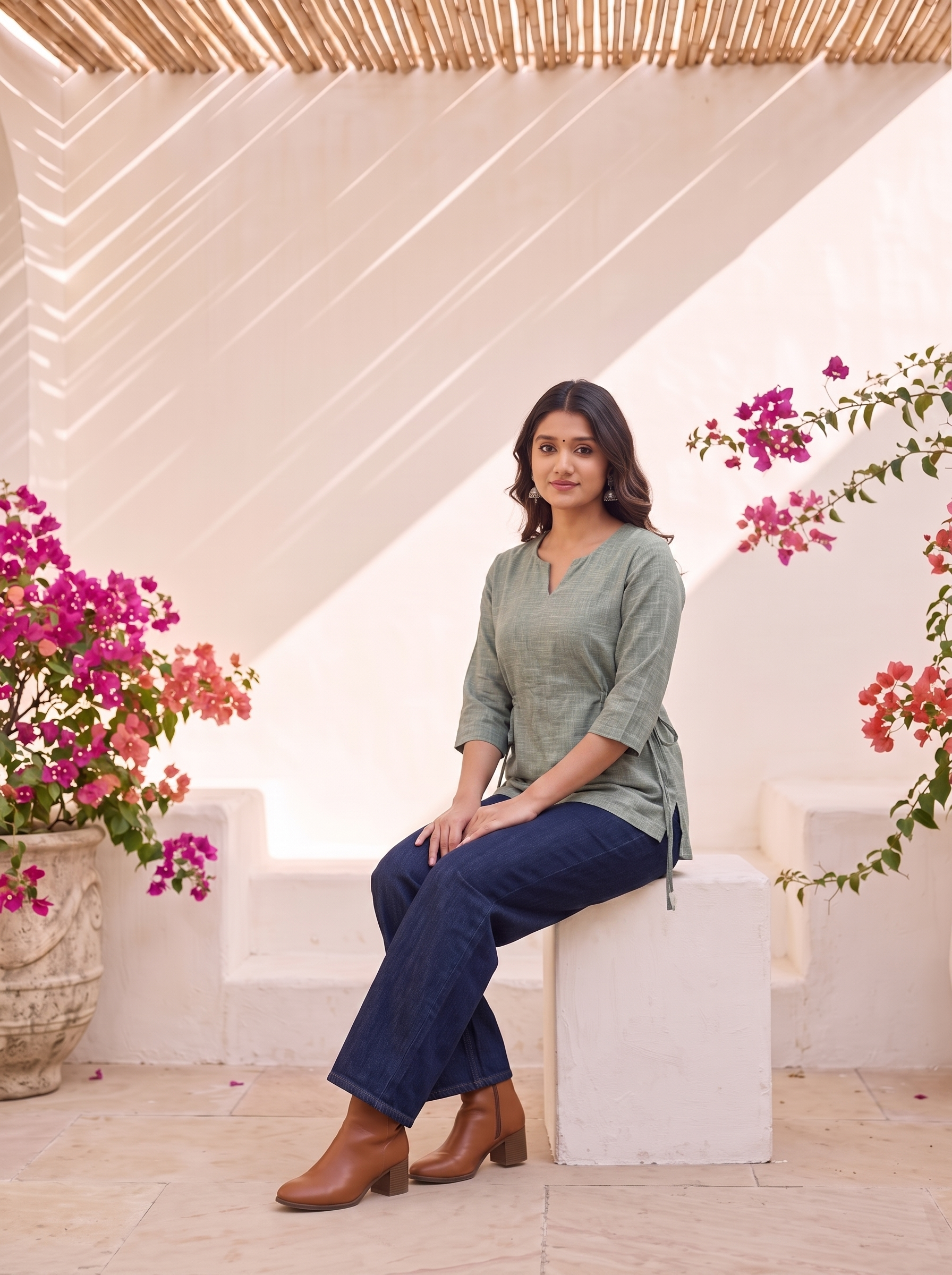 Short Kurti 52 – Organic Cotton Short Kurti in Sage Green