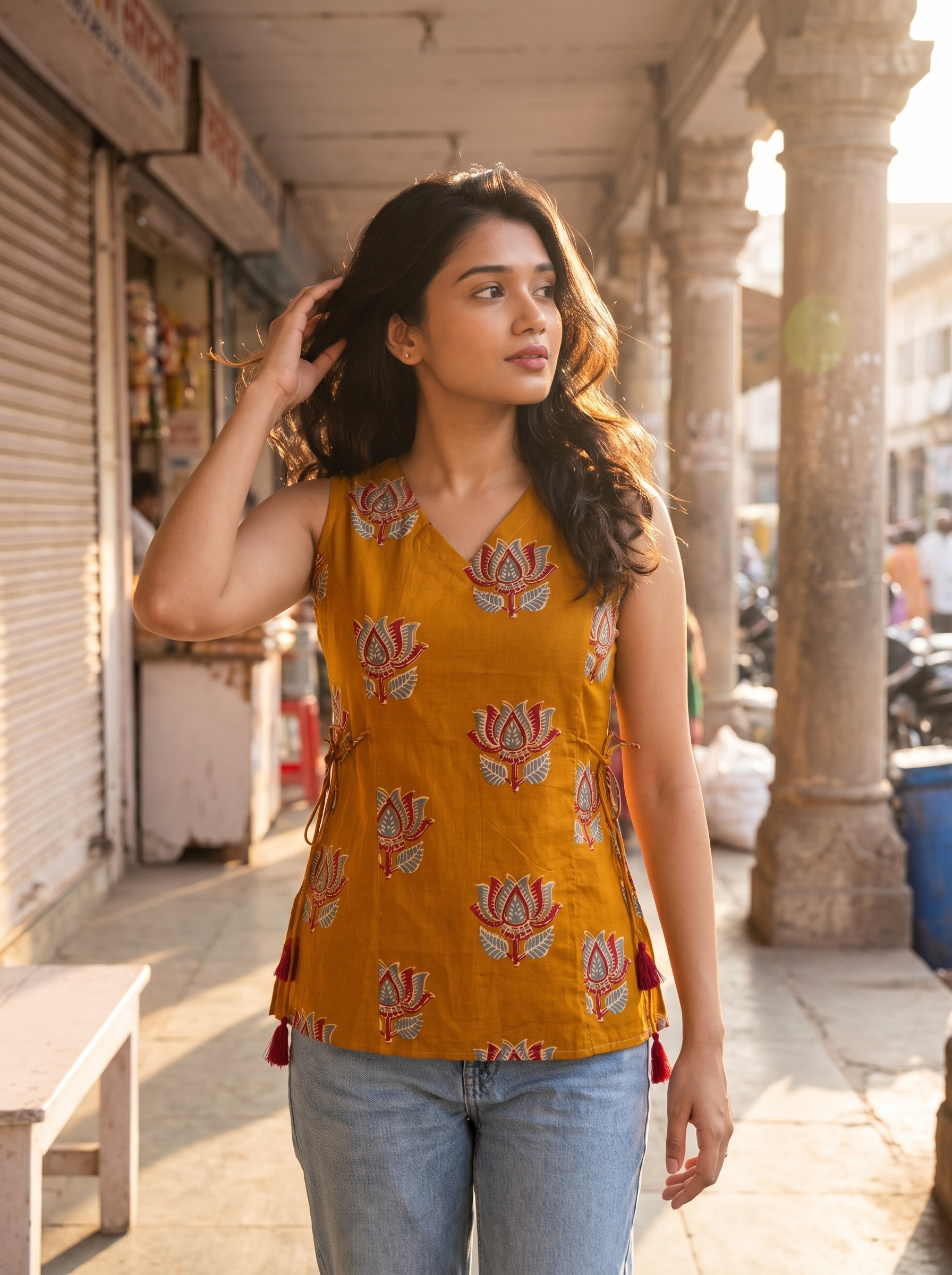 Short Kurti 56 – Organic Cotton Short Kurti in Mustard Yellow