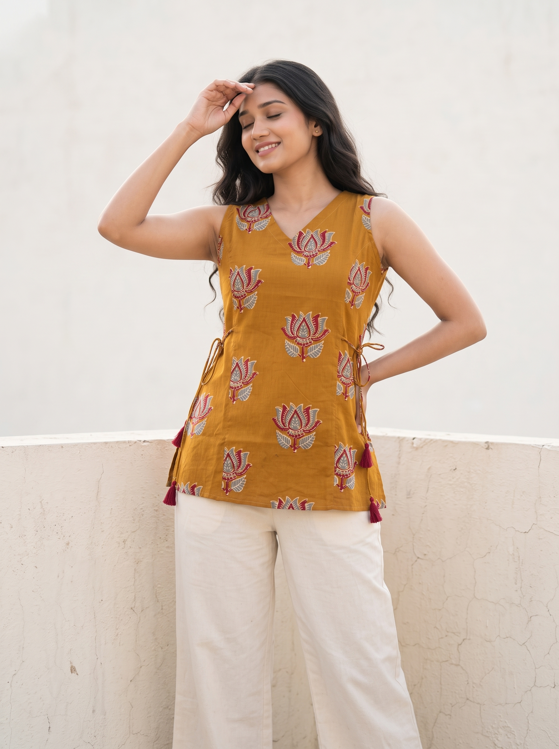 Short Kurti 56 – Organic Cotton Short Kurti in Mustard Yellow