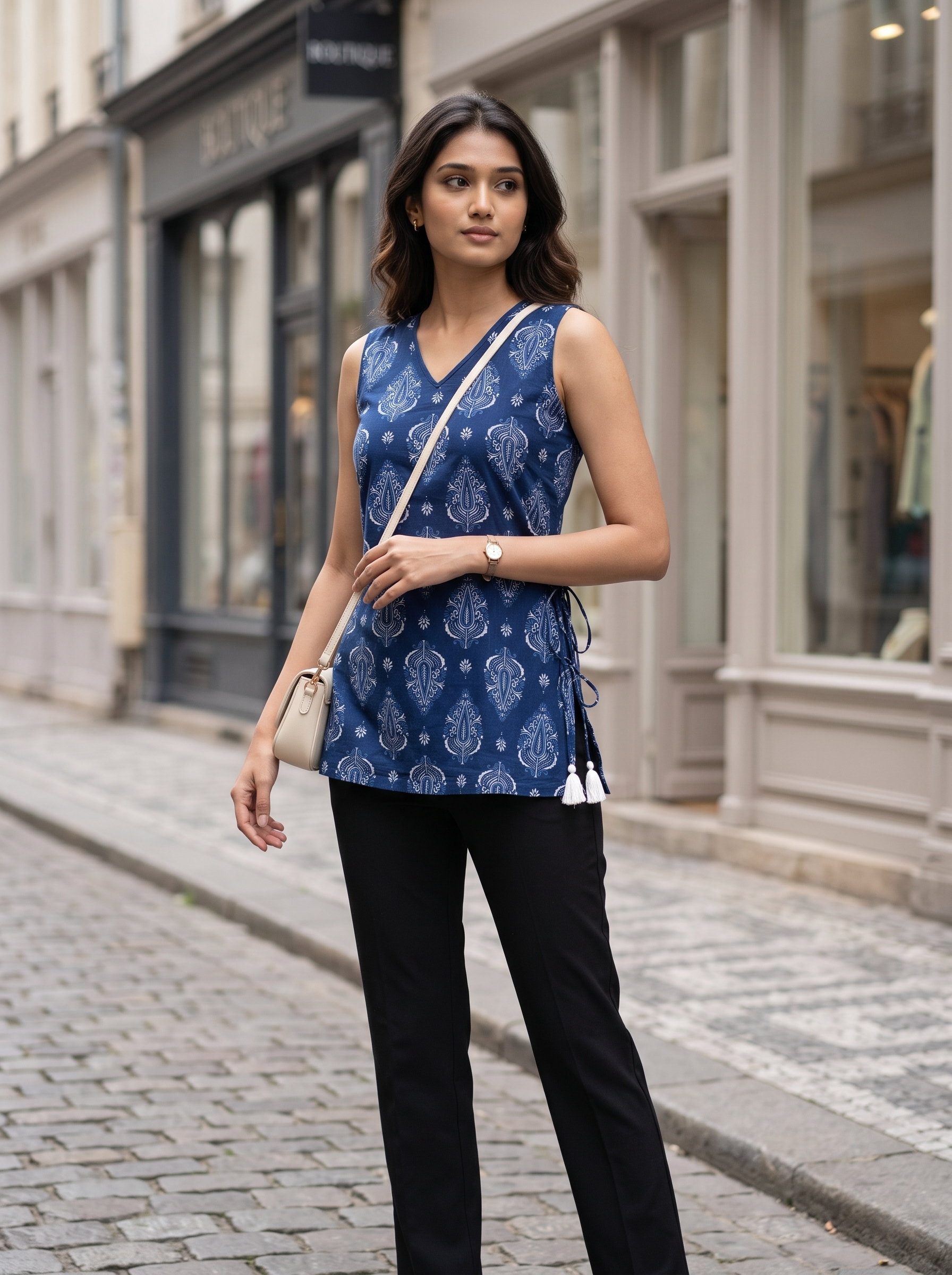 Short Kurti 55 – Organic Cotton Short Kurti in Indigo Blue
