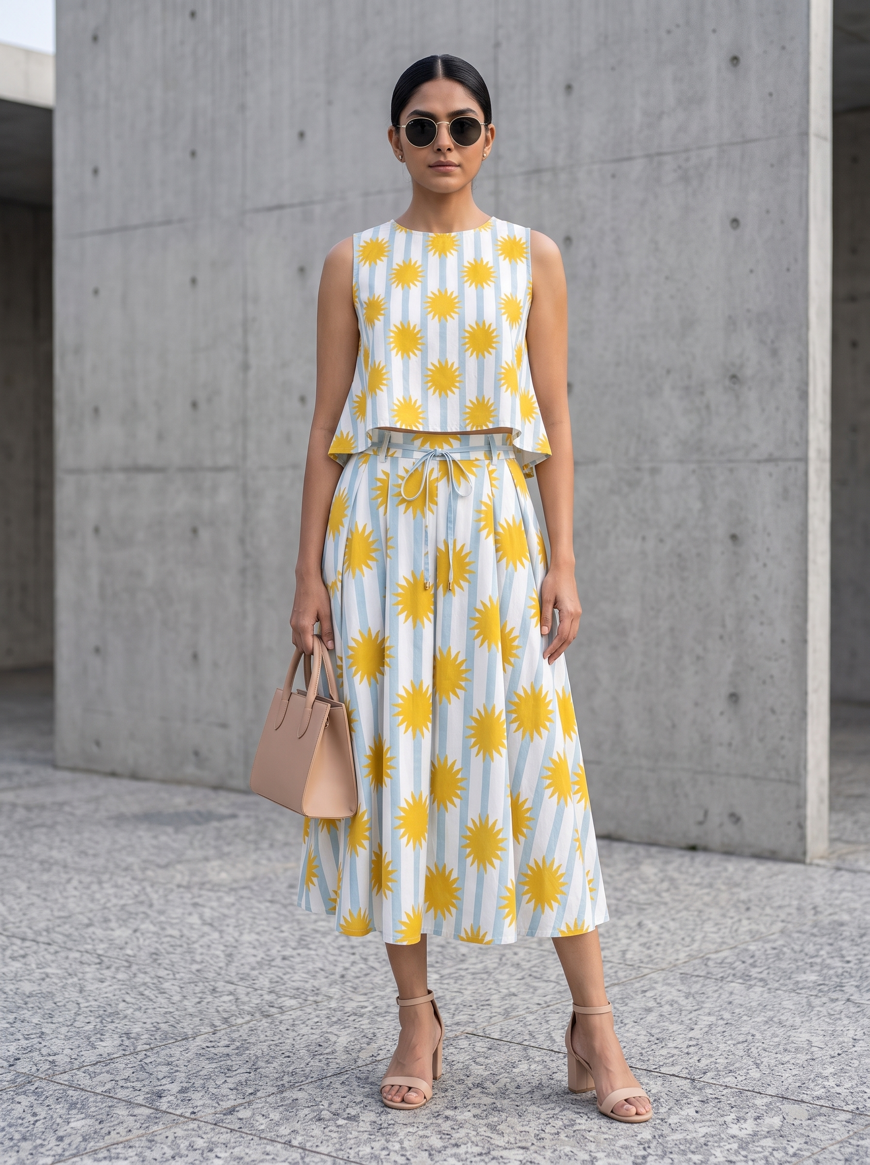 Soleil Skirt Set – Pure Organic Cotton Skirt Set with Sunshine Print