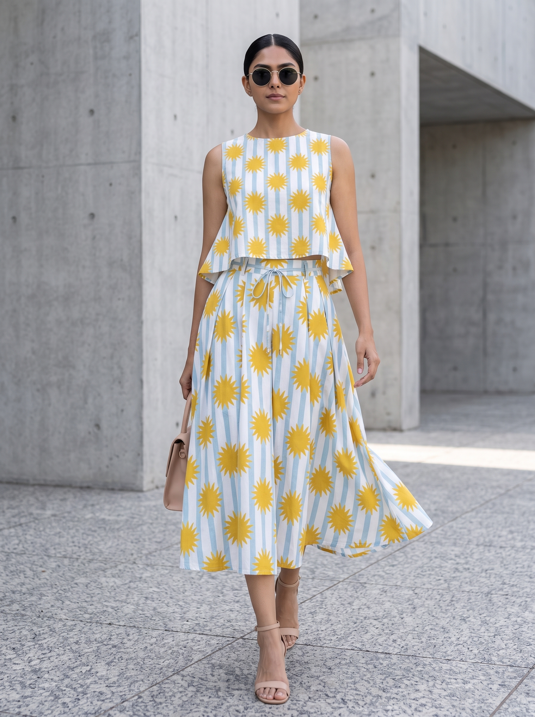 Soleil Skirt Set – Pure Organic Cotton Skirt Set with Sunshine Print