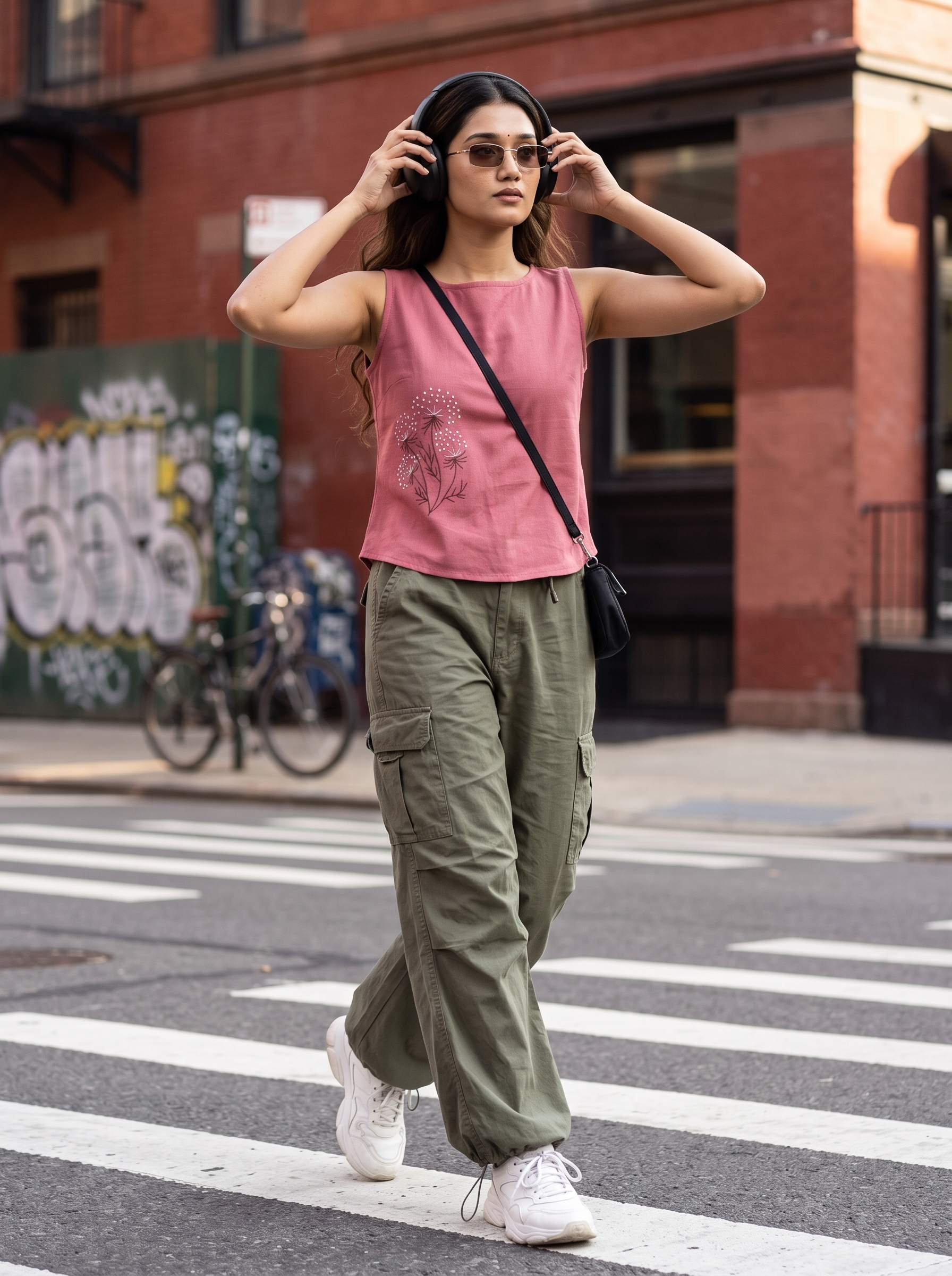Crop Top #148 – Handloom Organic Cotton Top with Floral Embroidery in Dusty Rose