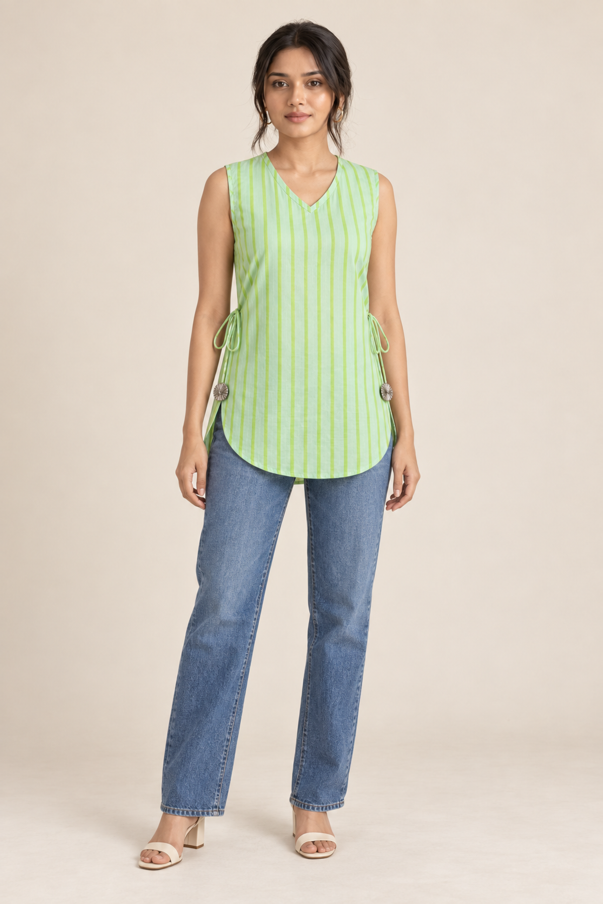 Short Kurti 68 – Organic Cotton Short Kurti in Light Lime Green