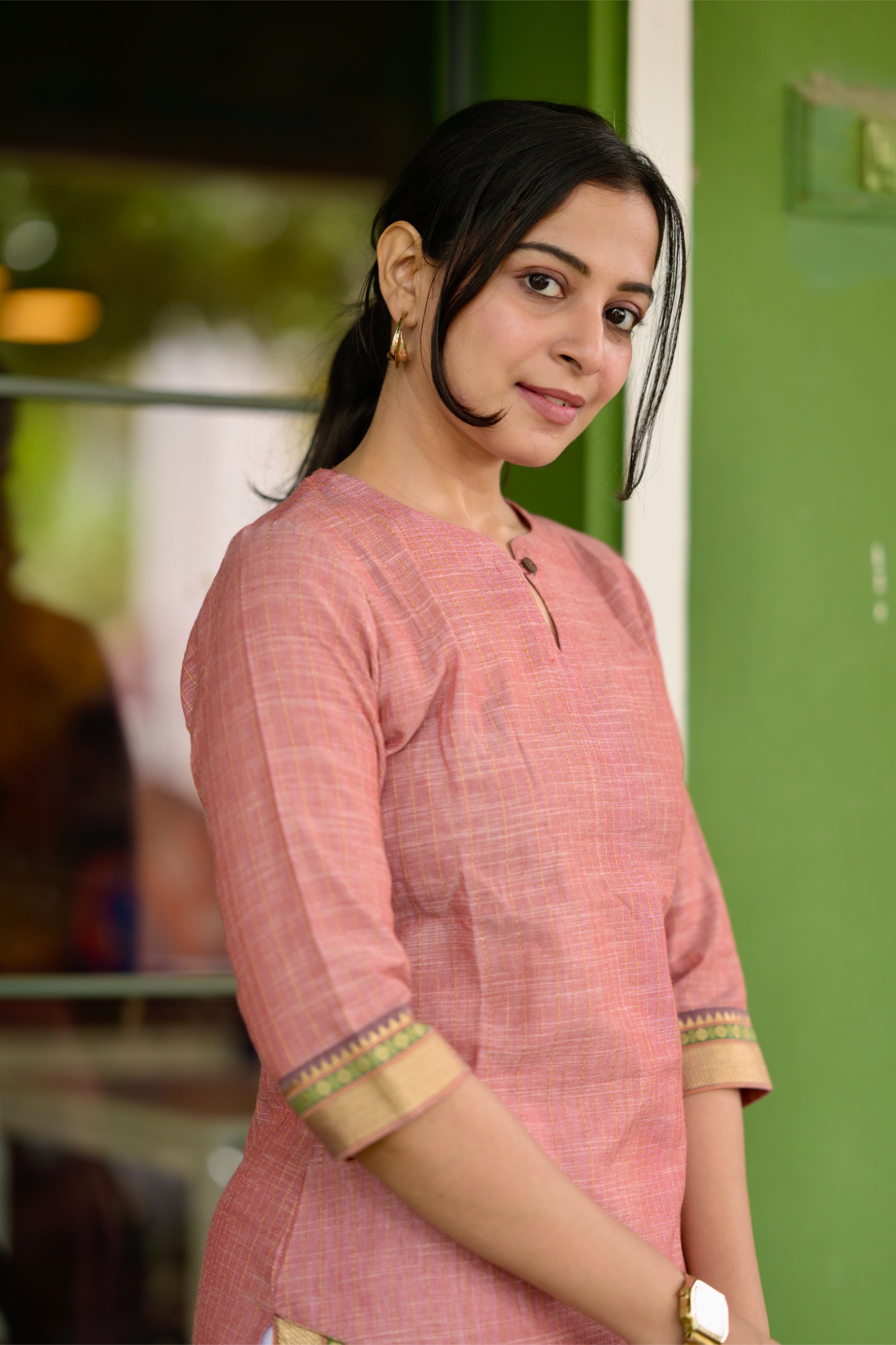 Nayanthara #6 -handloom cotton kurti in peach