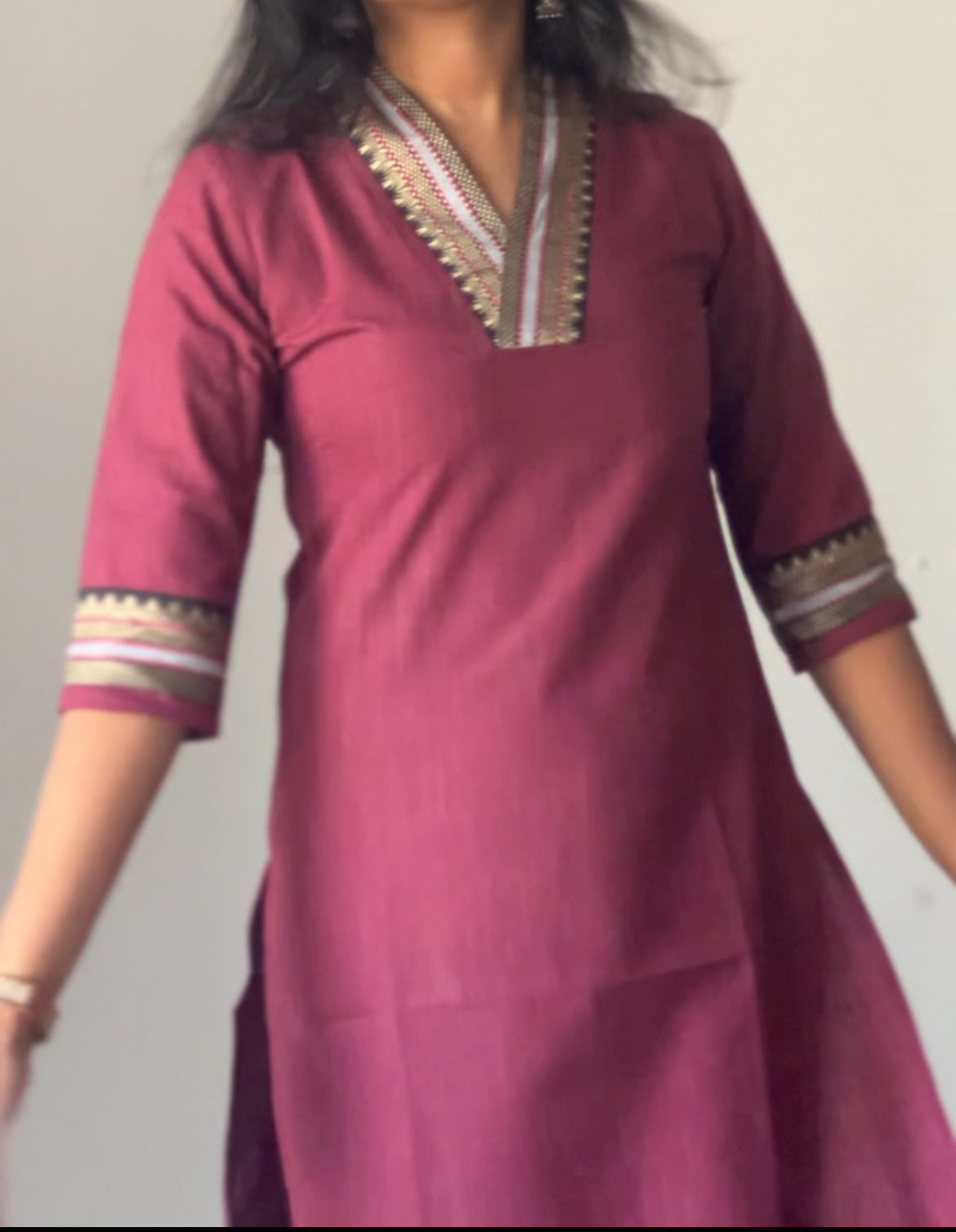 Nayanthara #13-handloom cotton kurti in maroon