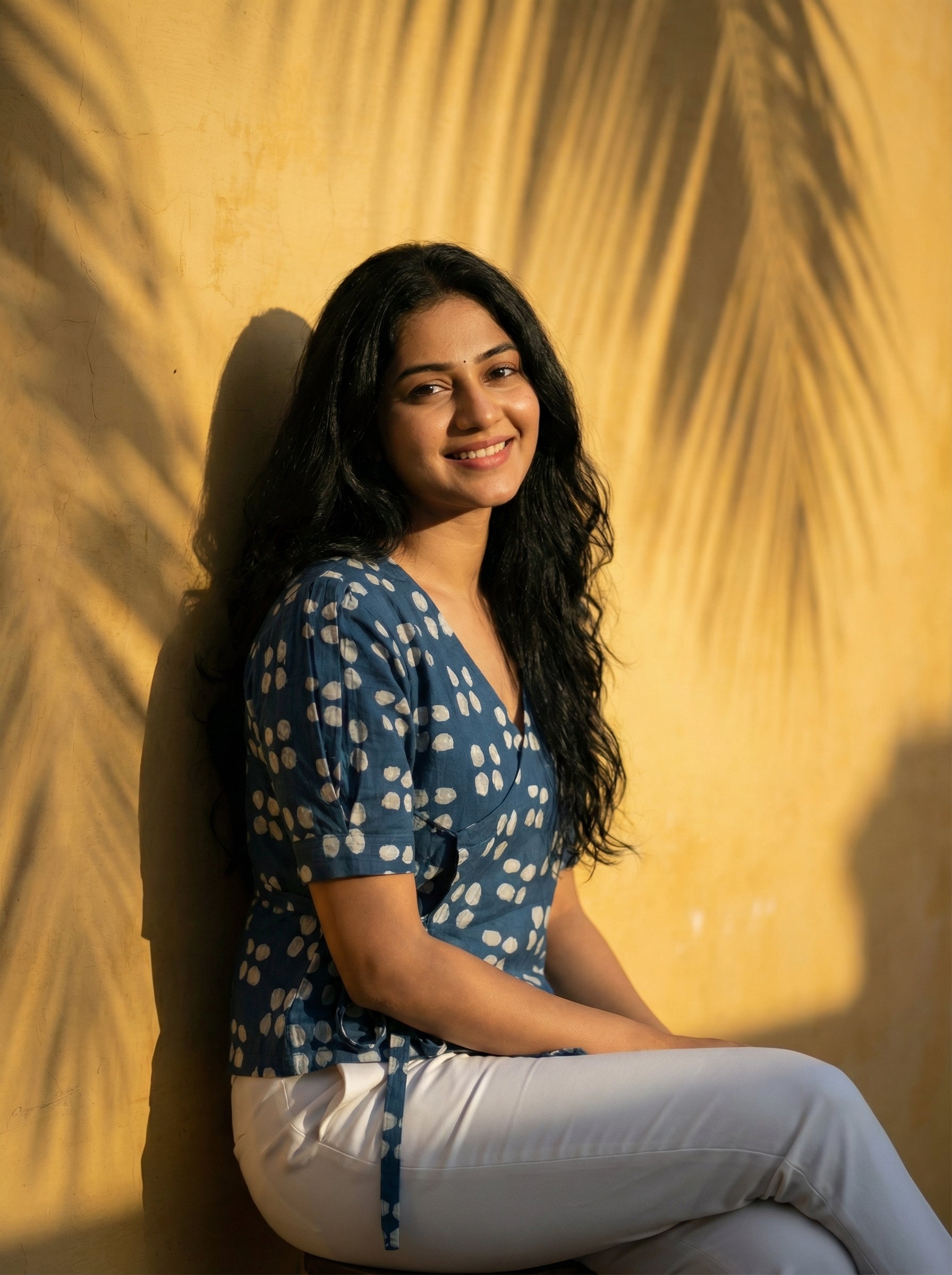 Crop top #27- handloom organic cotton top in Navy blue