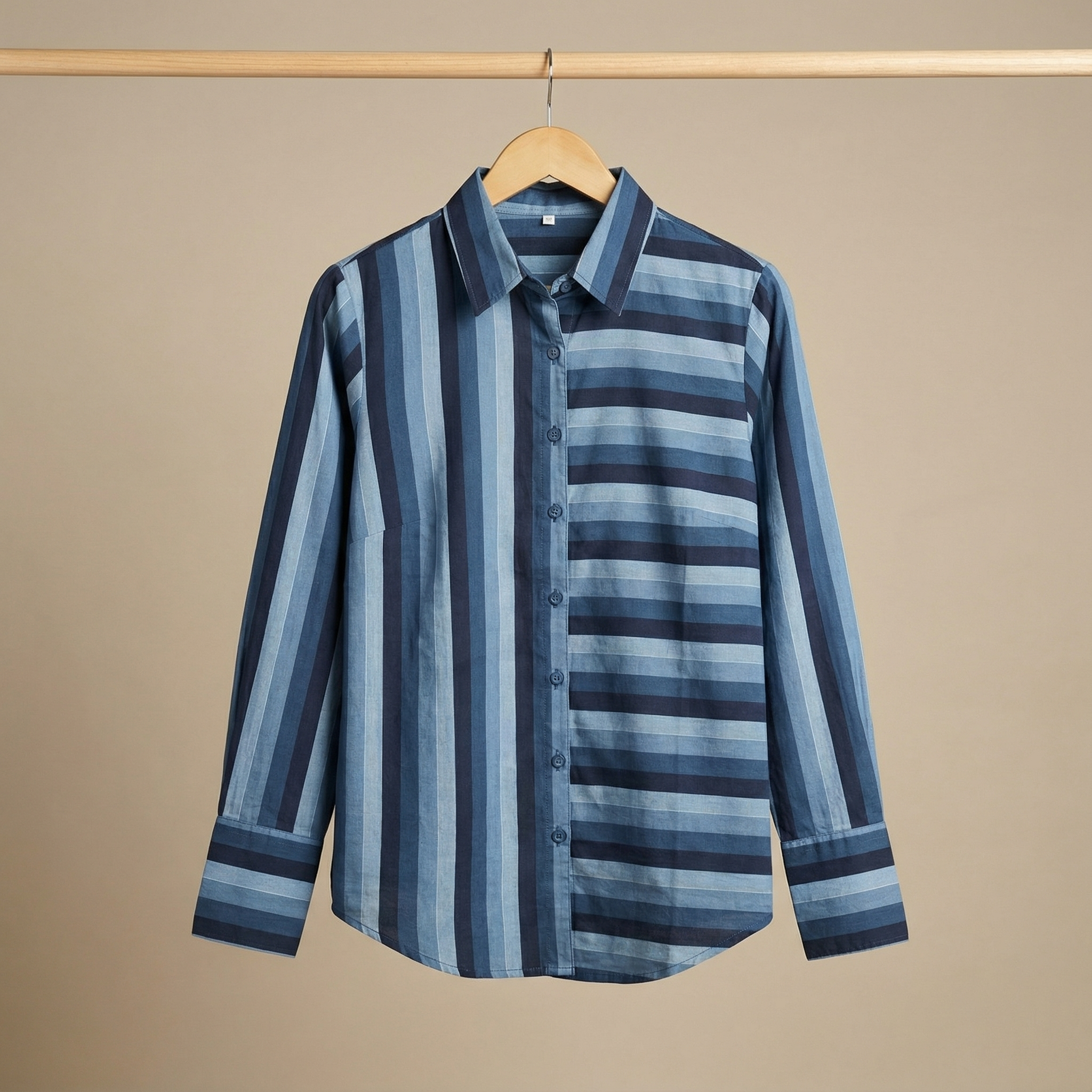 Women's shirt 1 - promenade striped cotton shirt in shades of blue